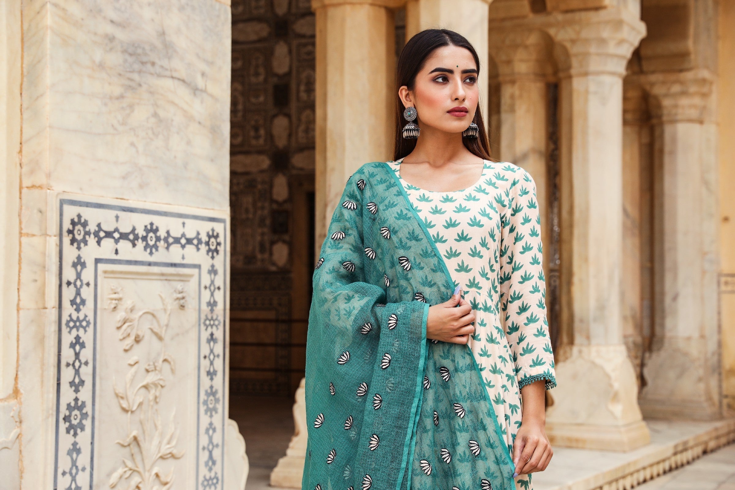 Padmini Green Anarkali Set