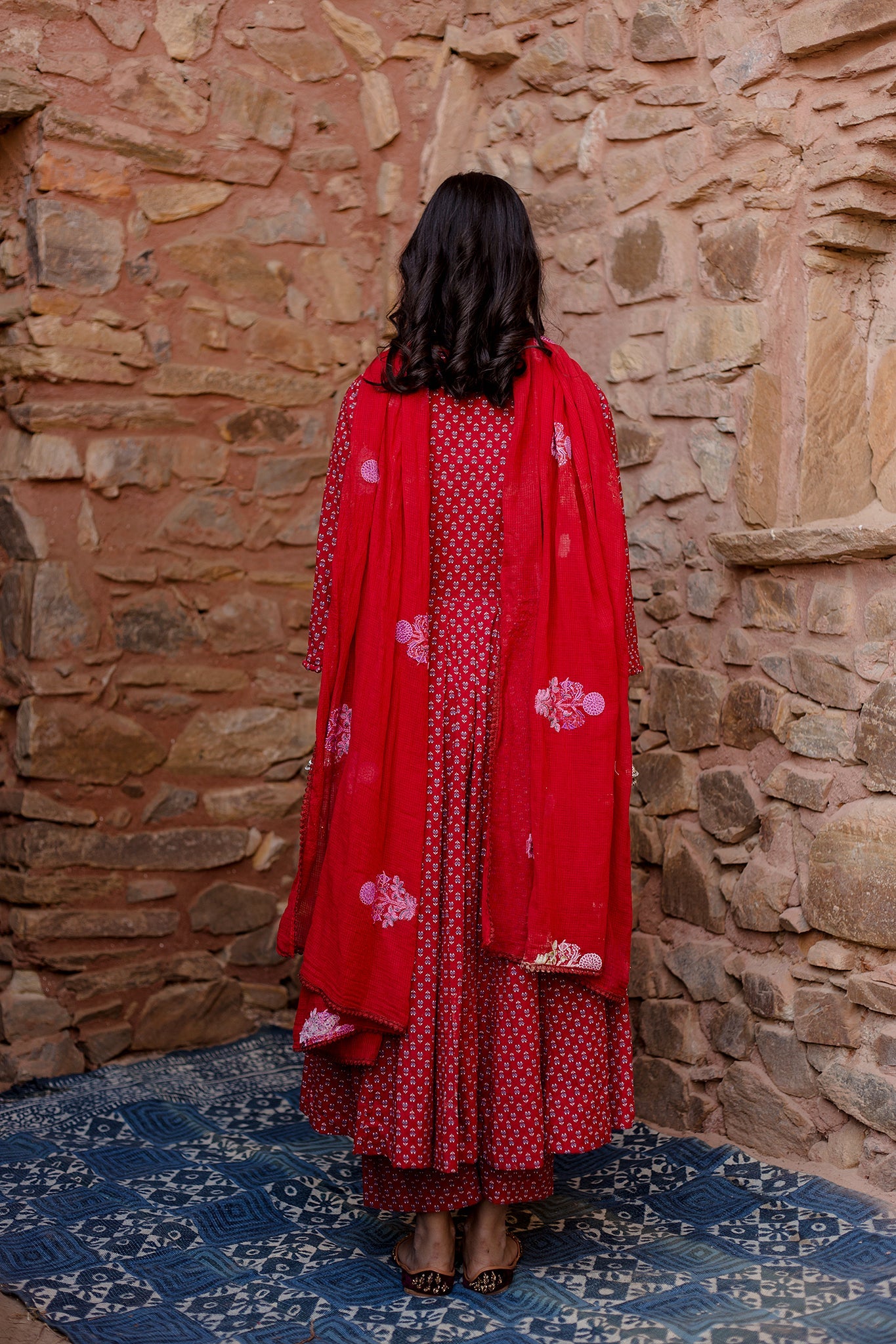 Padma Red Anarkali Set