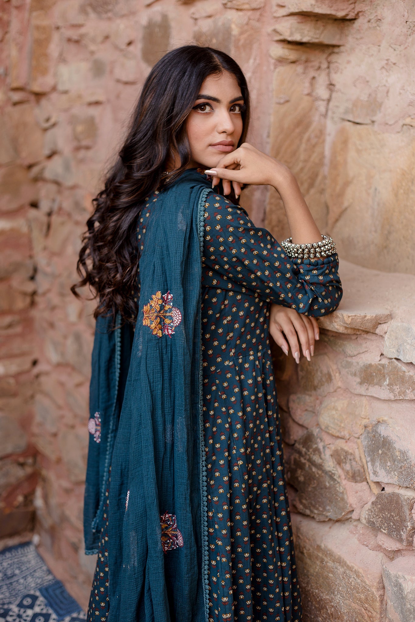 Padma Navy Anarkali Set