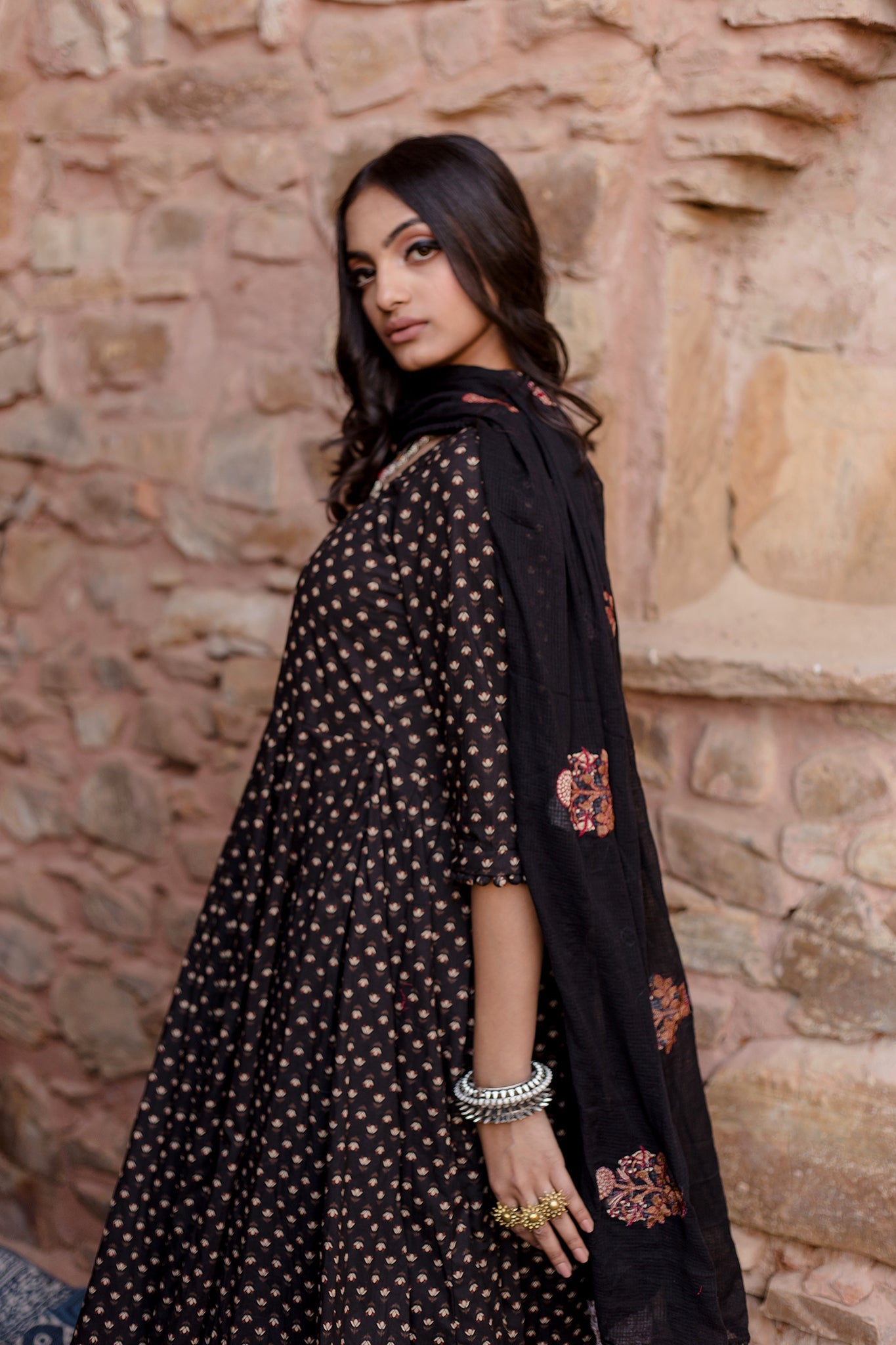 Padma Black Anarkali Set