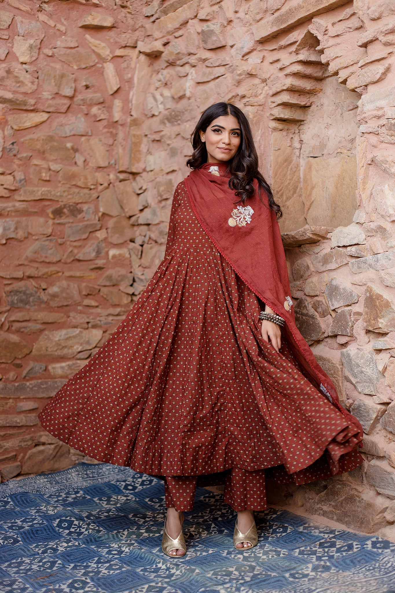 Padma Brown Anarkali Set