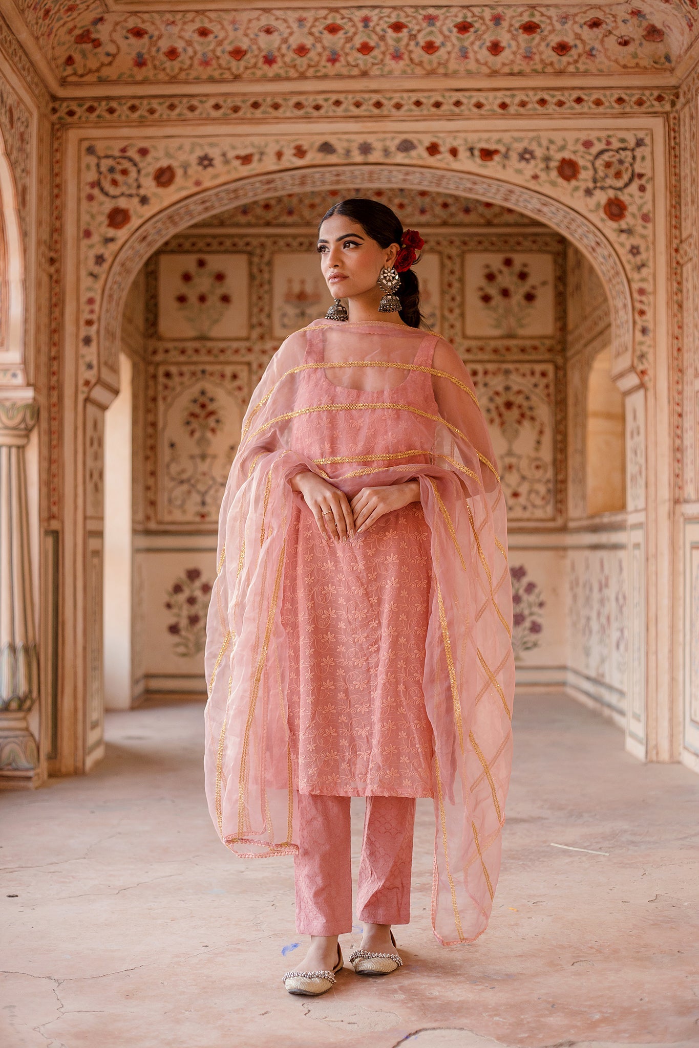 Imrat Cut Sleeves Pink Straight Set