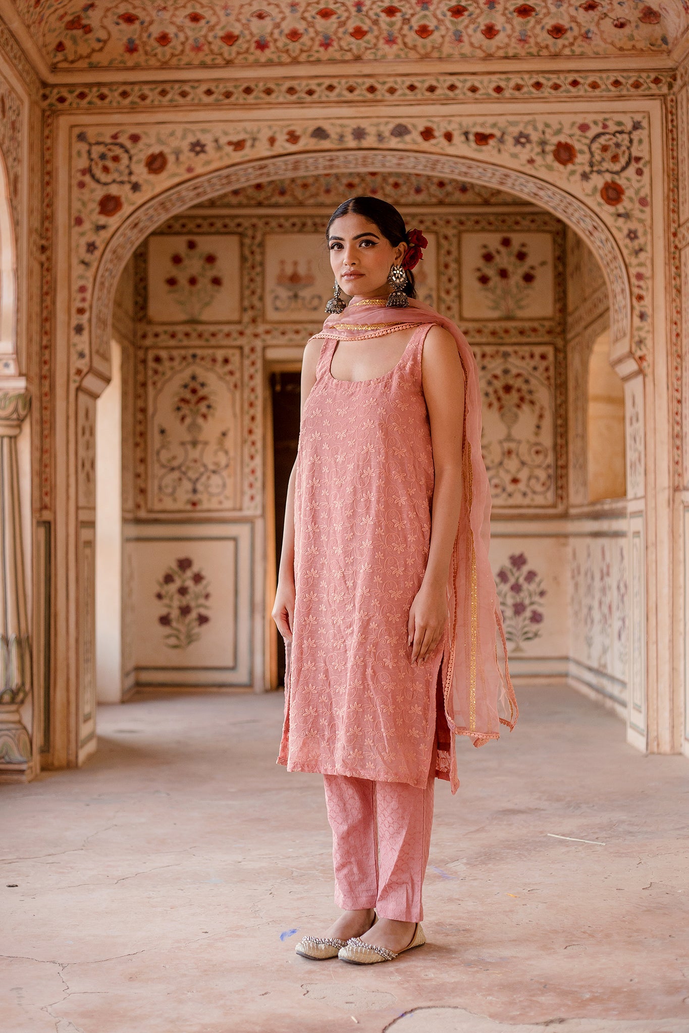 Imrat Cut Sleeves Pink Straight Set