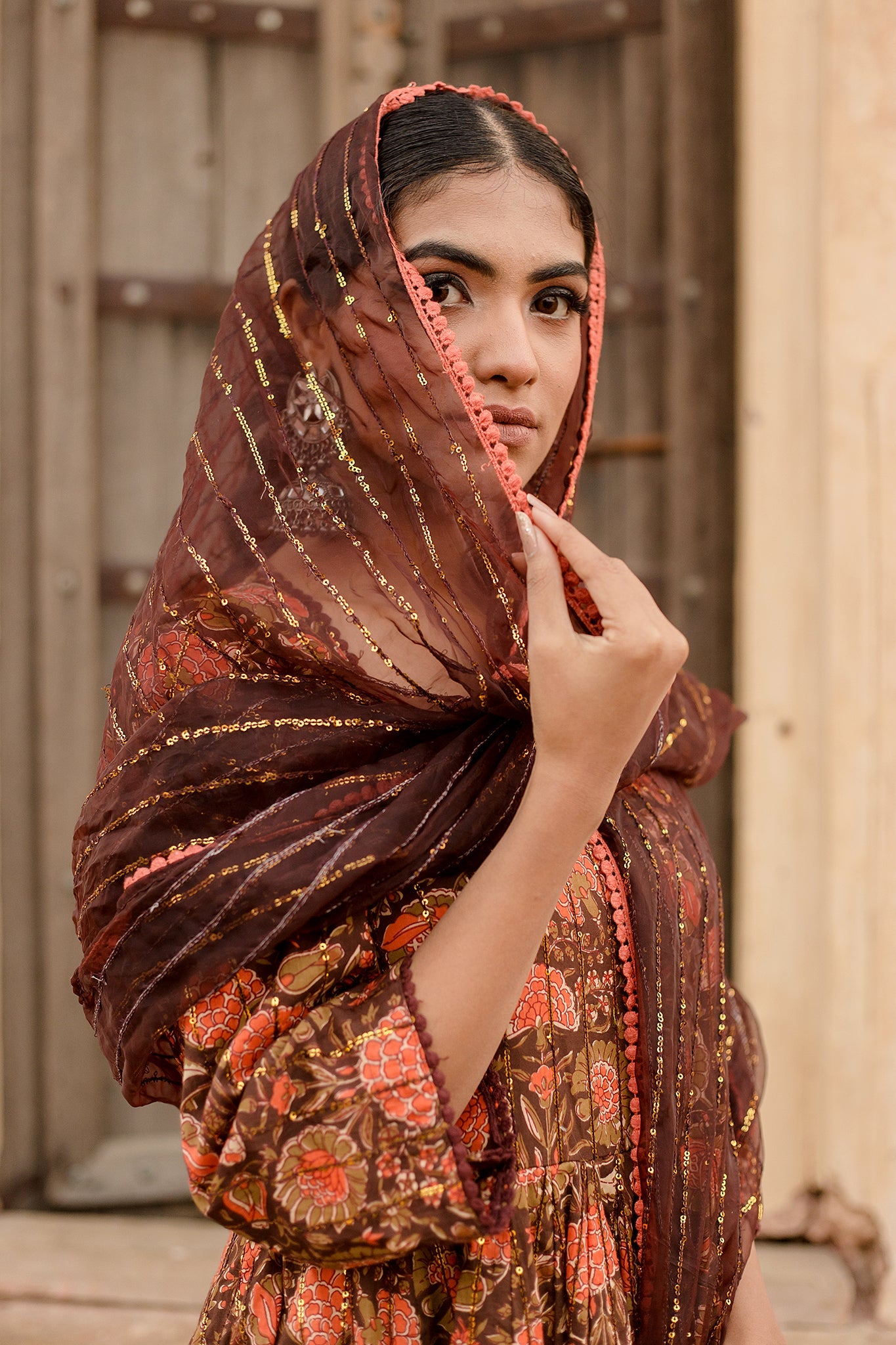 Prital Taari Brown Anarkali Set