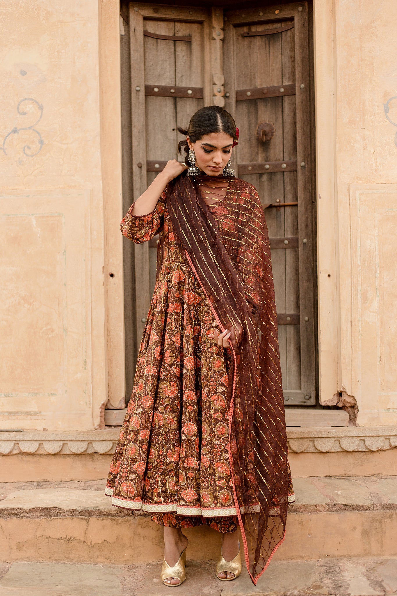 Prital Taari Brown Anarkali Set