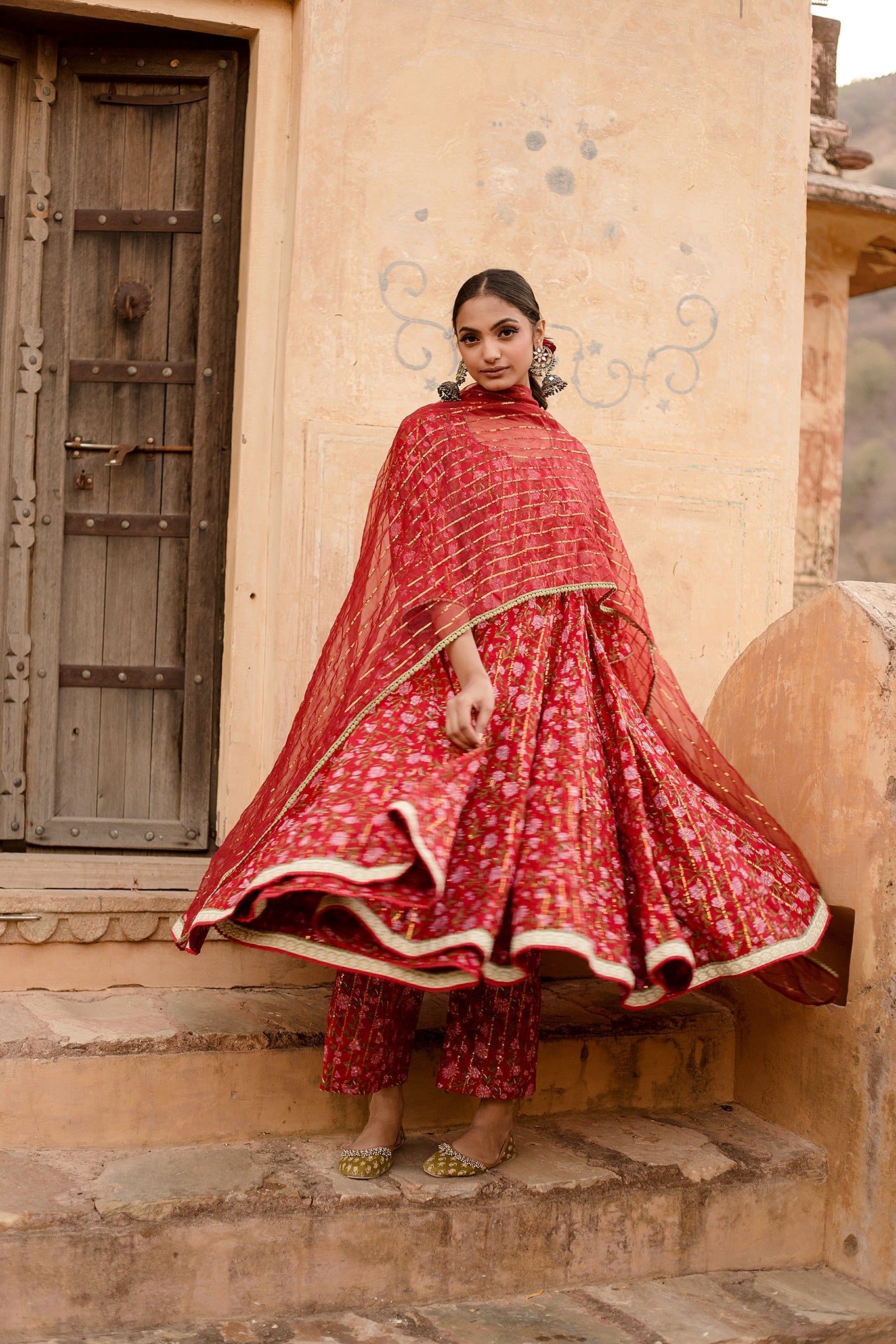 Prital Taari Red Anarkali Set