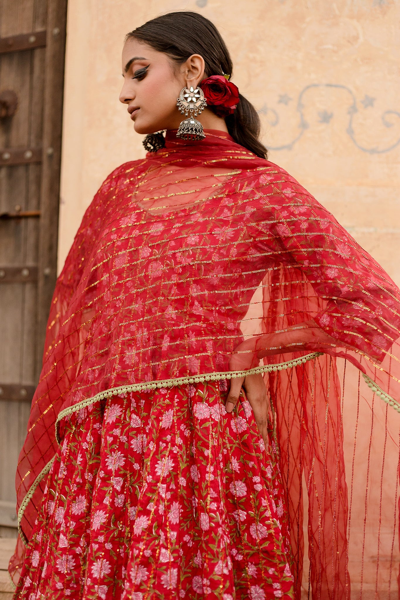 Prital Taari Red Anarkali Set