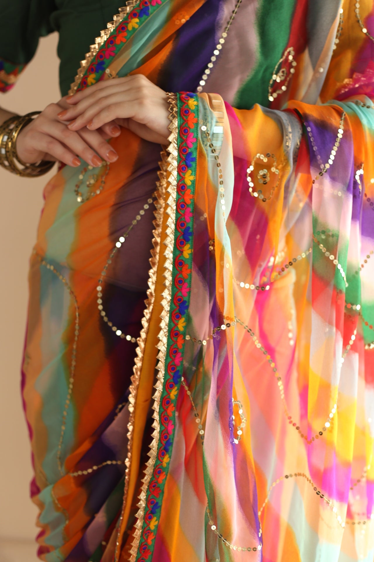 Gulnar Taari Jaal Leheriya Georgette Saree