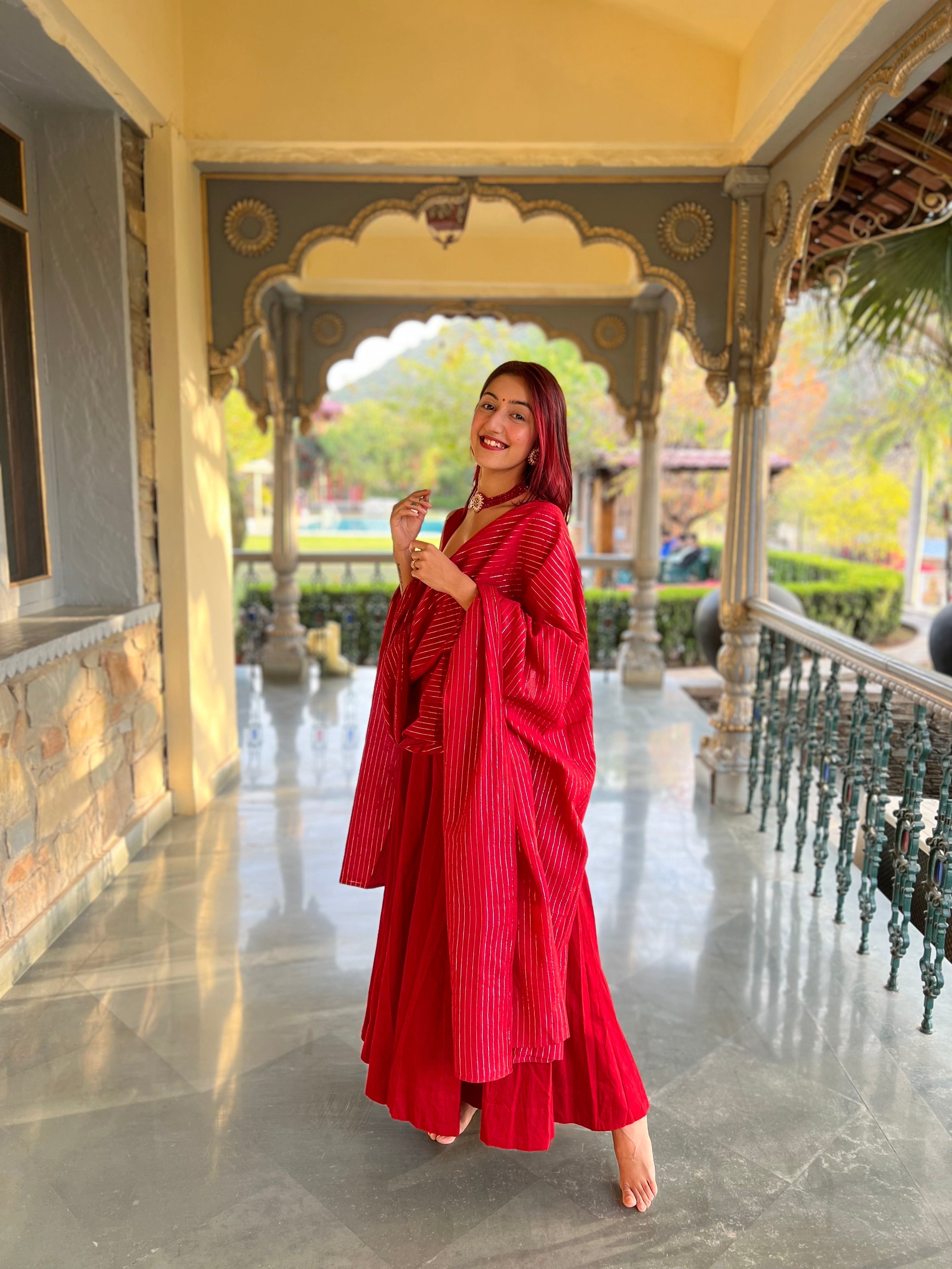 Noori Mehroon Anarkali Set