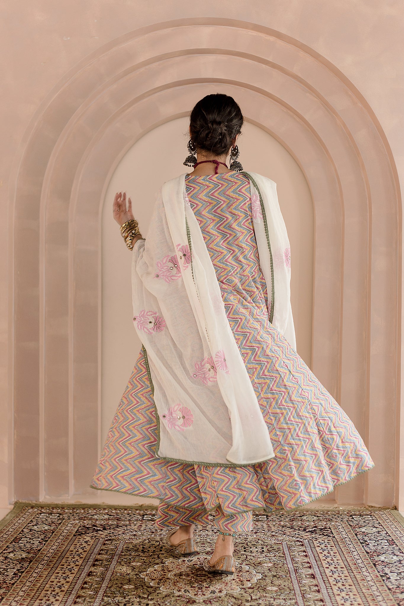 Shaila White Anarkali Set