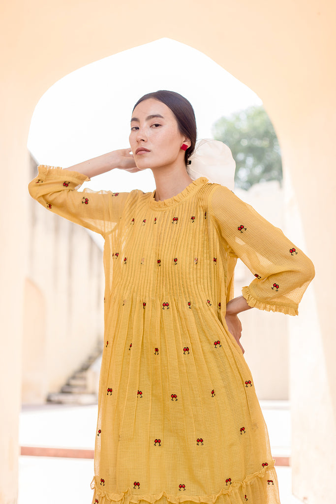 Nayn Mustard Dress Gulabo Jaipur