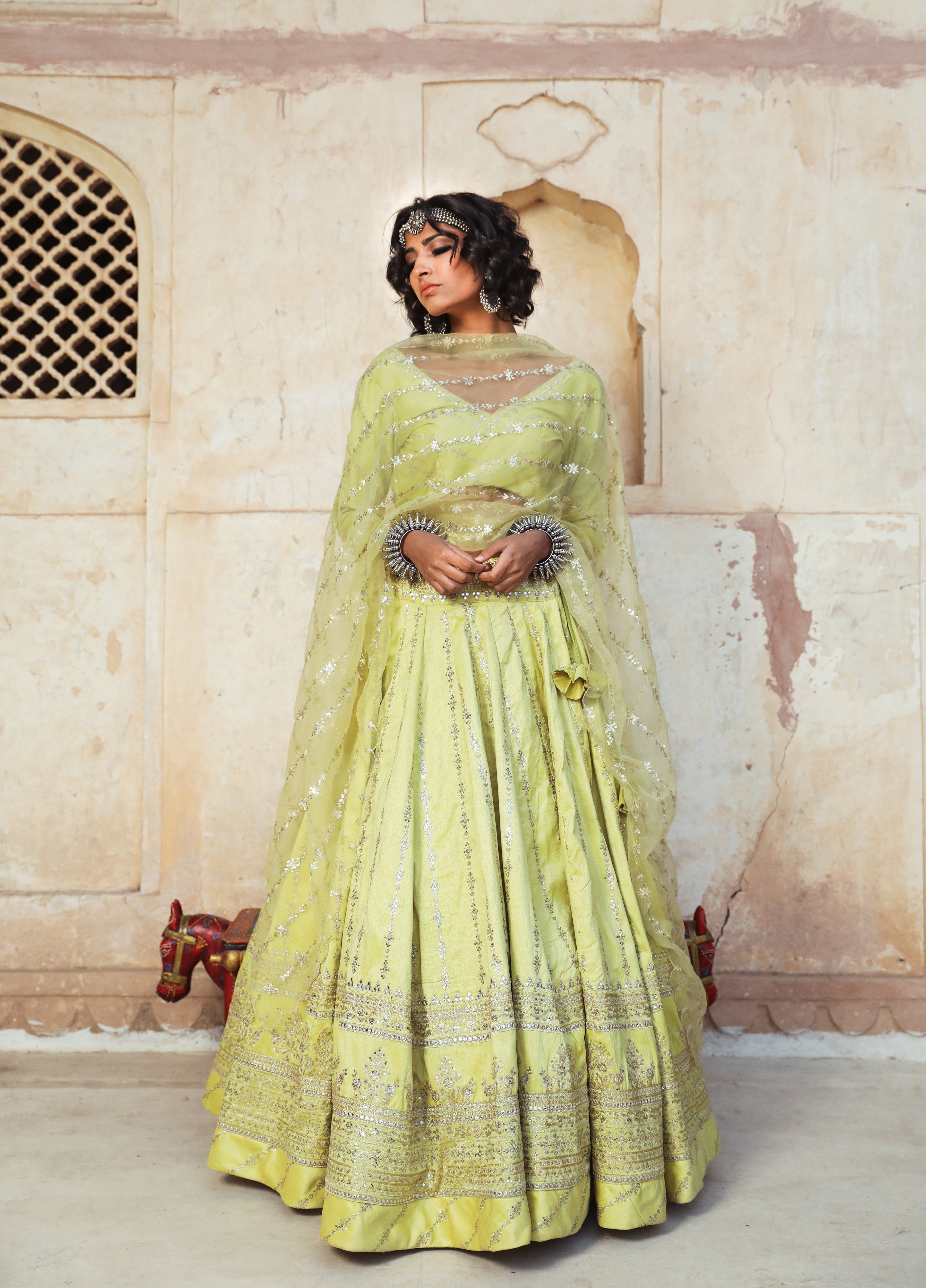ROOPRANI PISTA LEHENGA SET Gulabo Jaipur