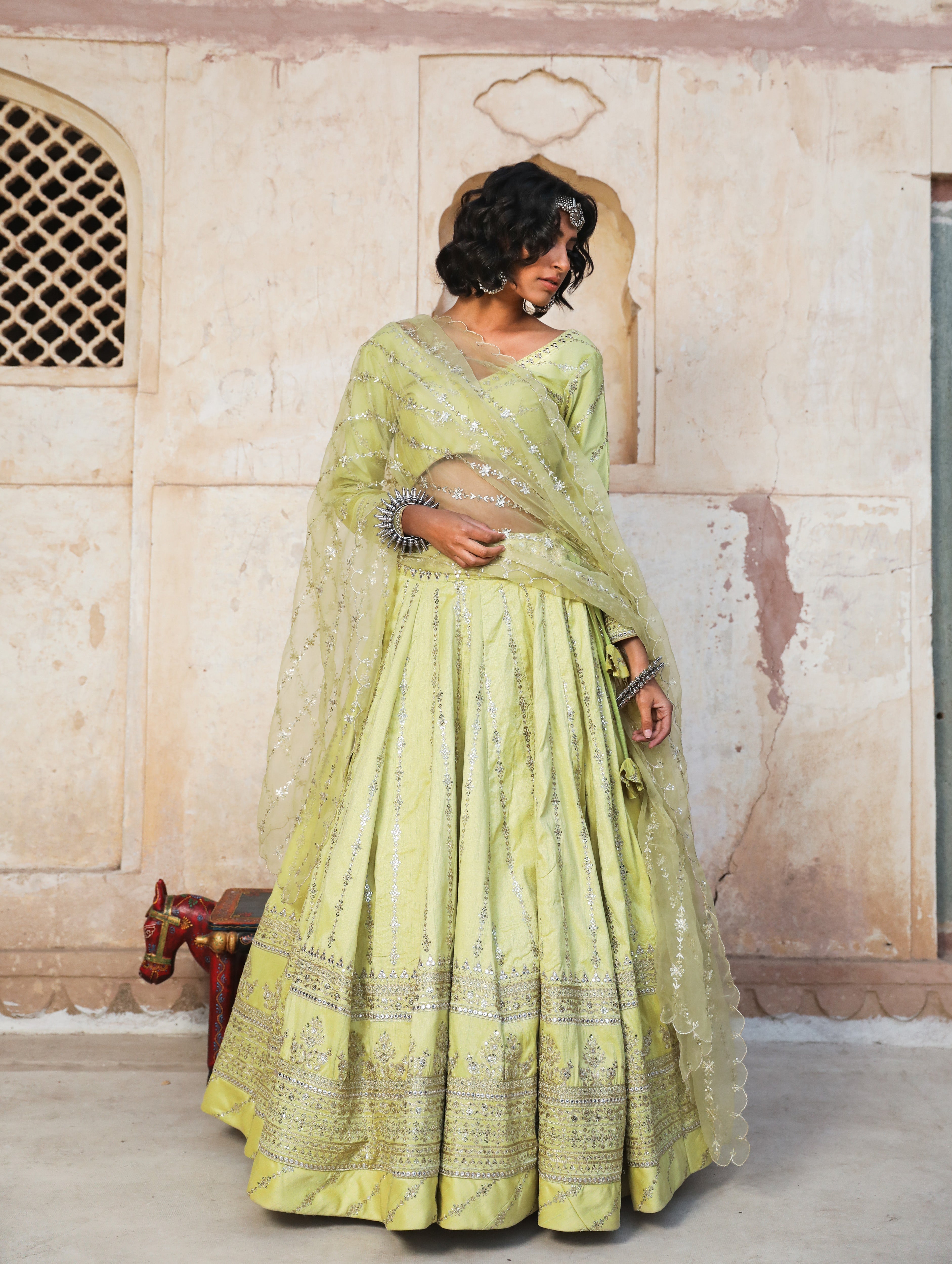 ROOPRANI PISTA LEHENGA SET Gulabo Jaipur