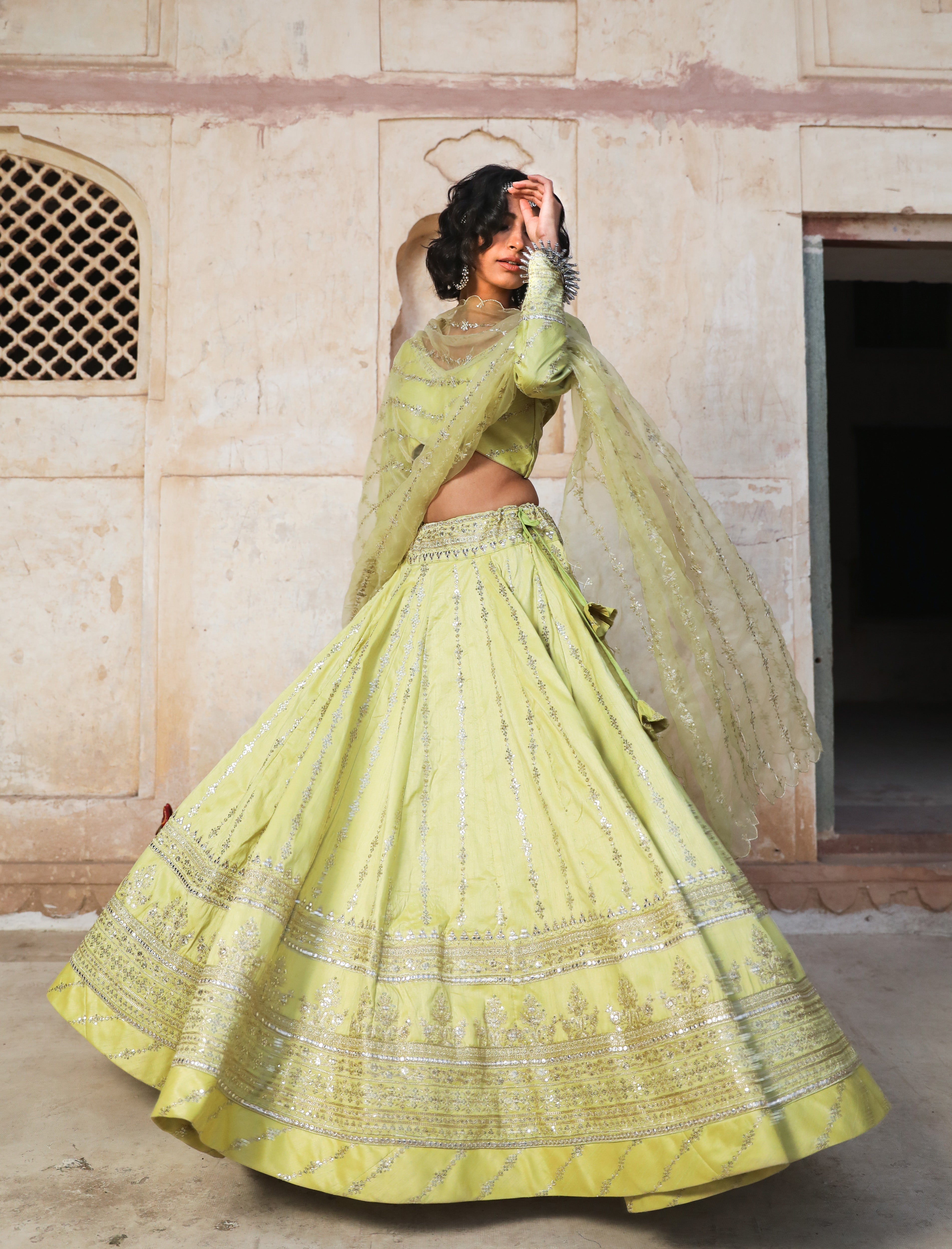 ROOPRANI PISTA LEHENGA SET Gulabo Jaipur