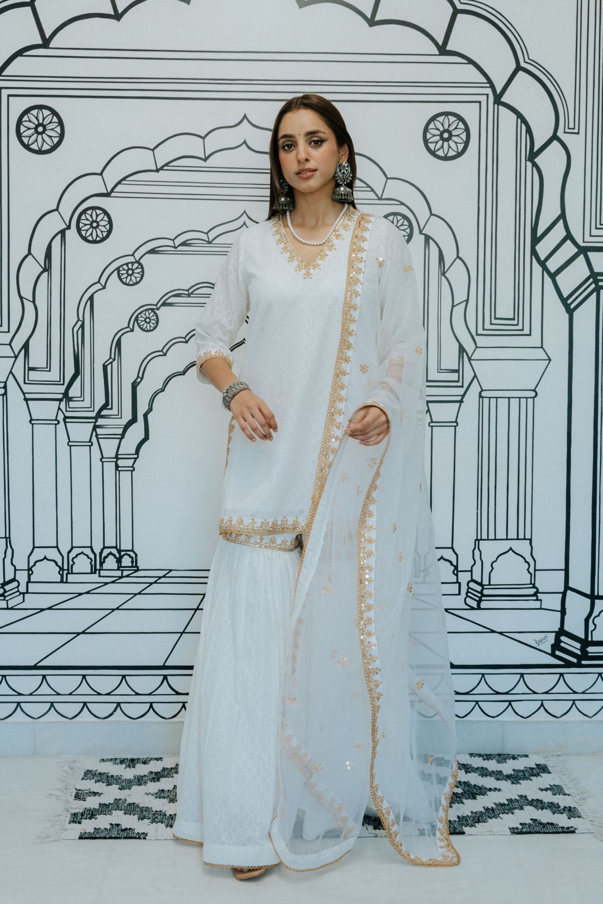 SANCH WHITE SHARARA SET