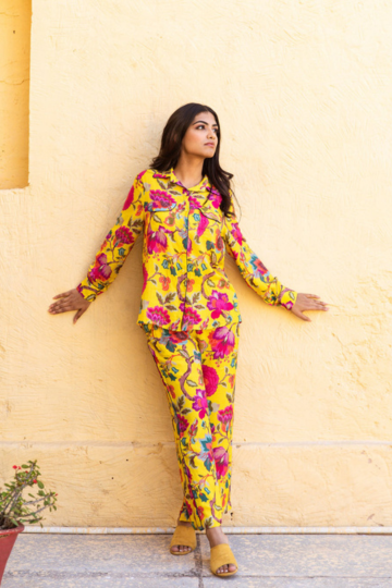 CANDY YELLOW MUSLIN CO-ORD SET