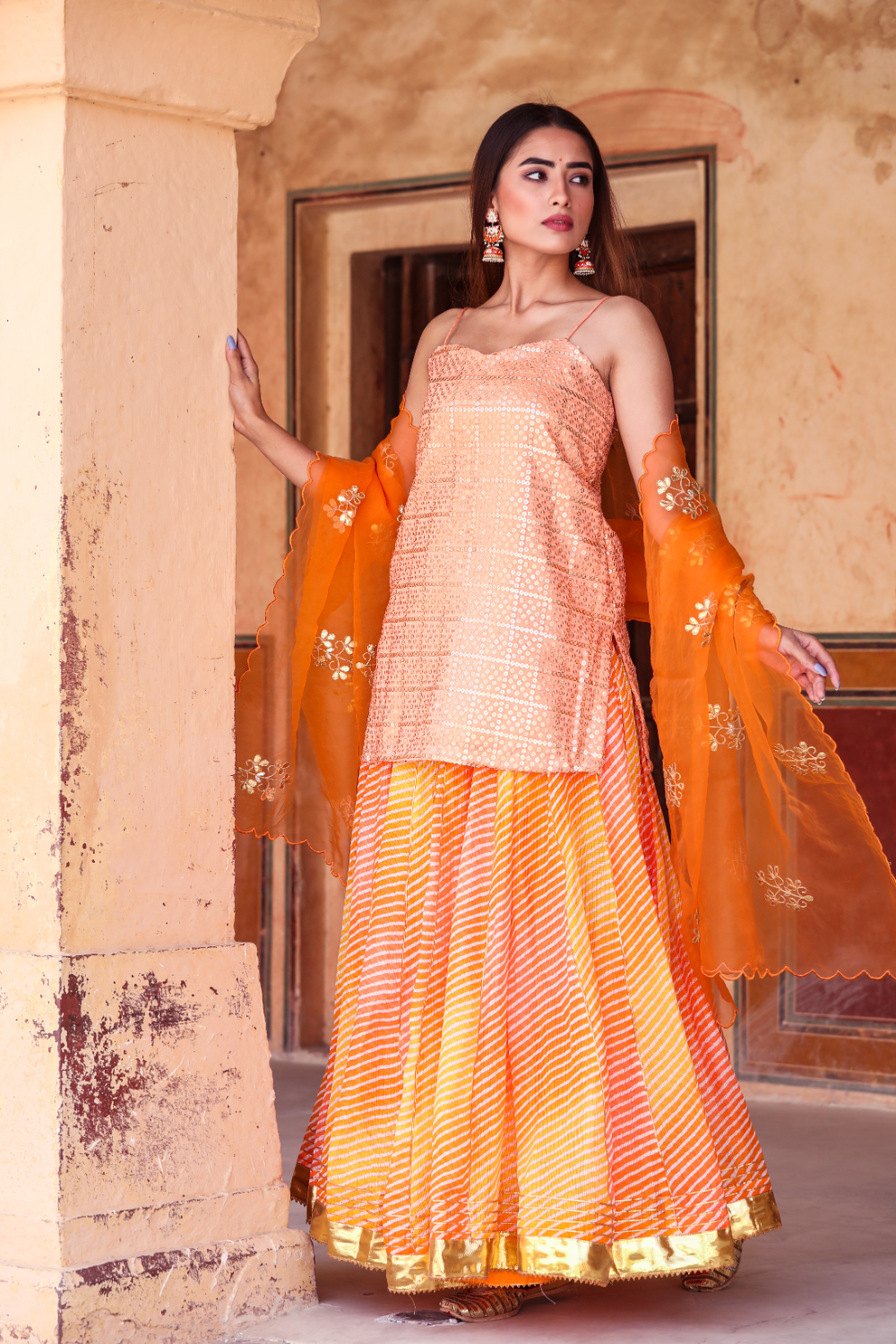 DEVAKI ORANGE LEHENGA