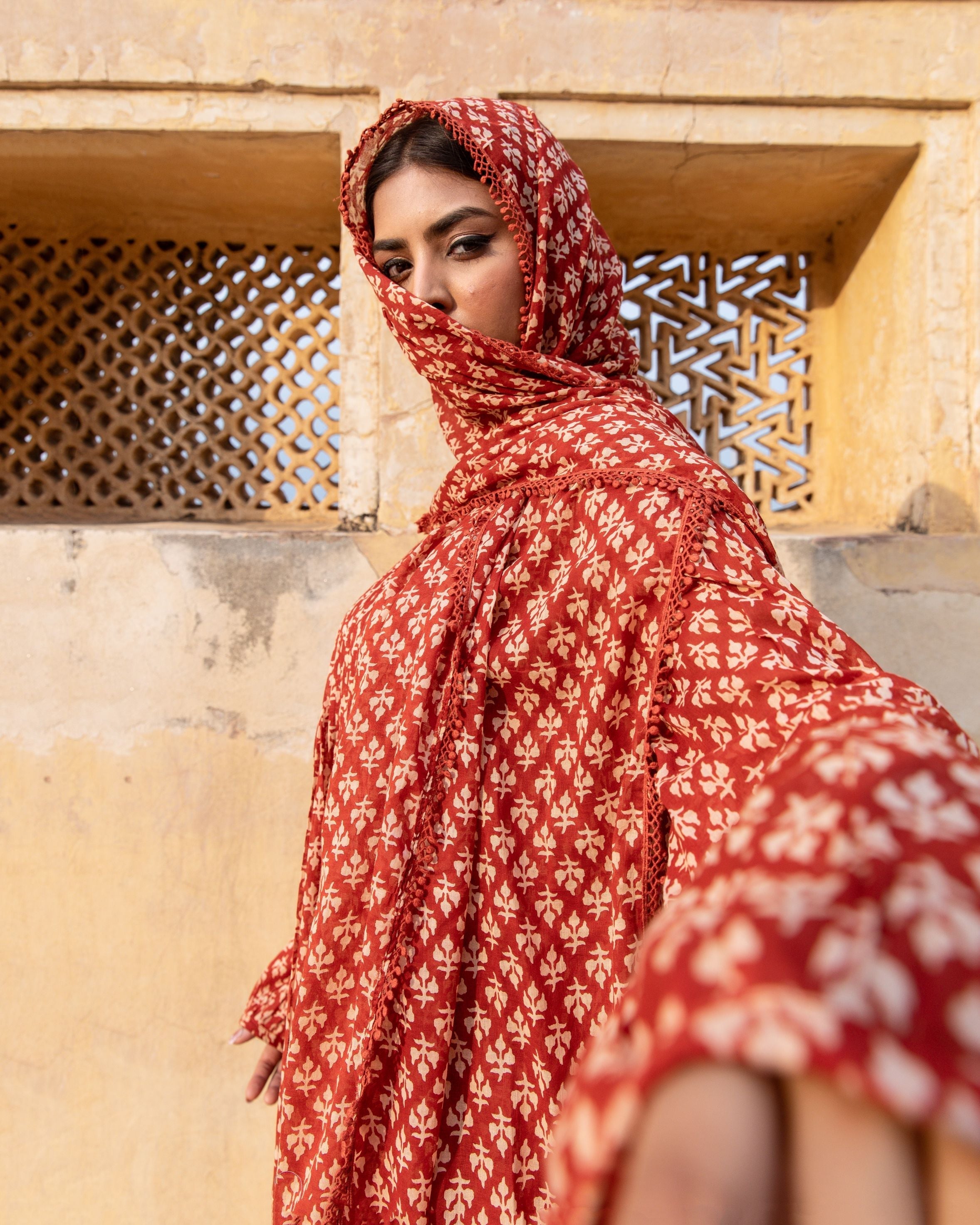 ABAYA RED SET Gulabo Jaipur