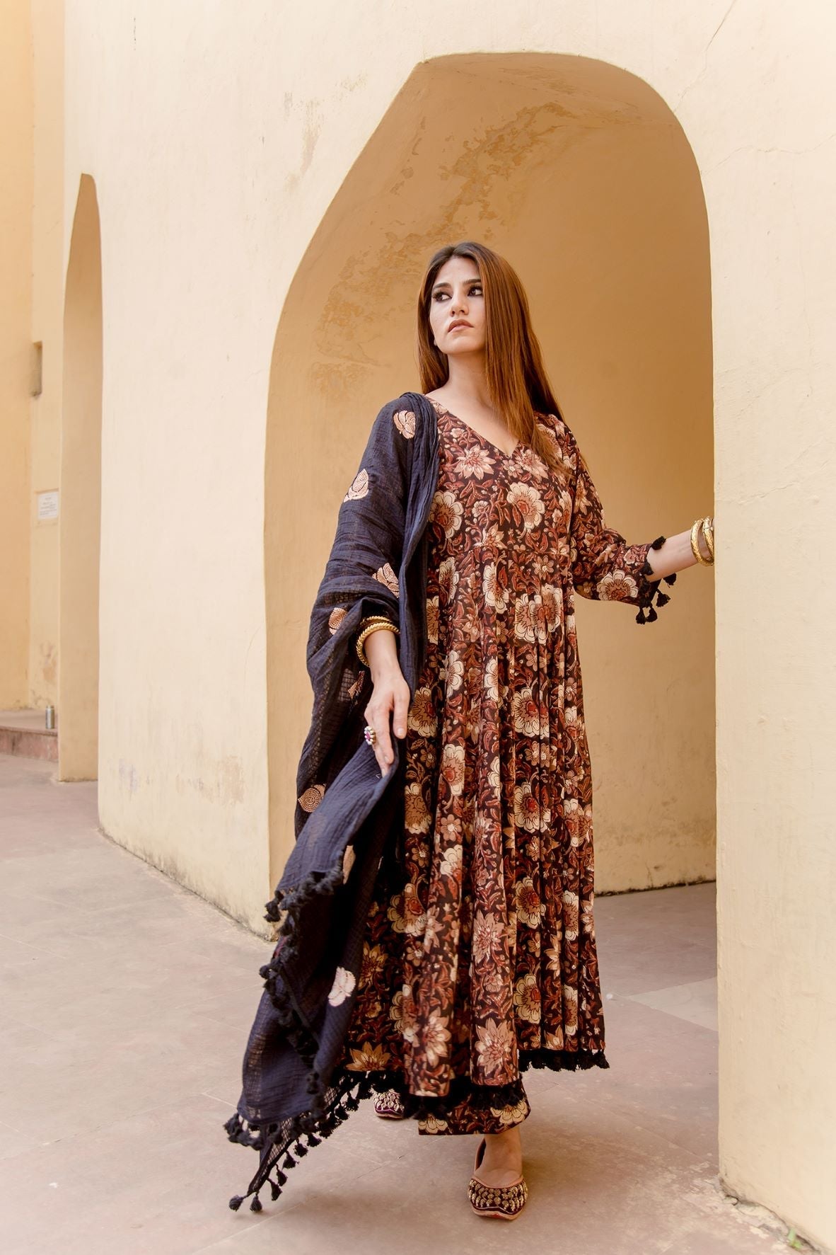 ACACIA BLACK ANARKALI SET Gulabo Jaipur