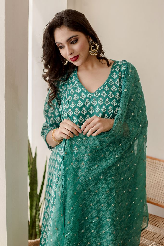 ANJULI GREEN SET Gulabo Jaipur