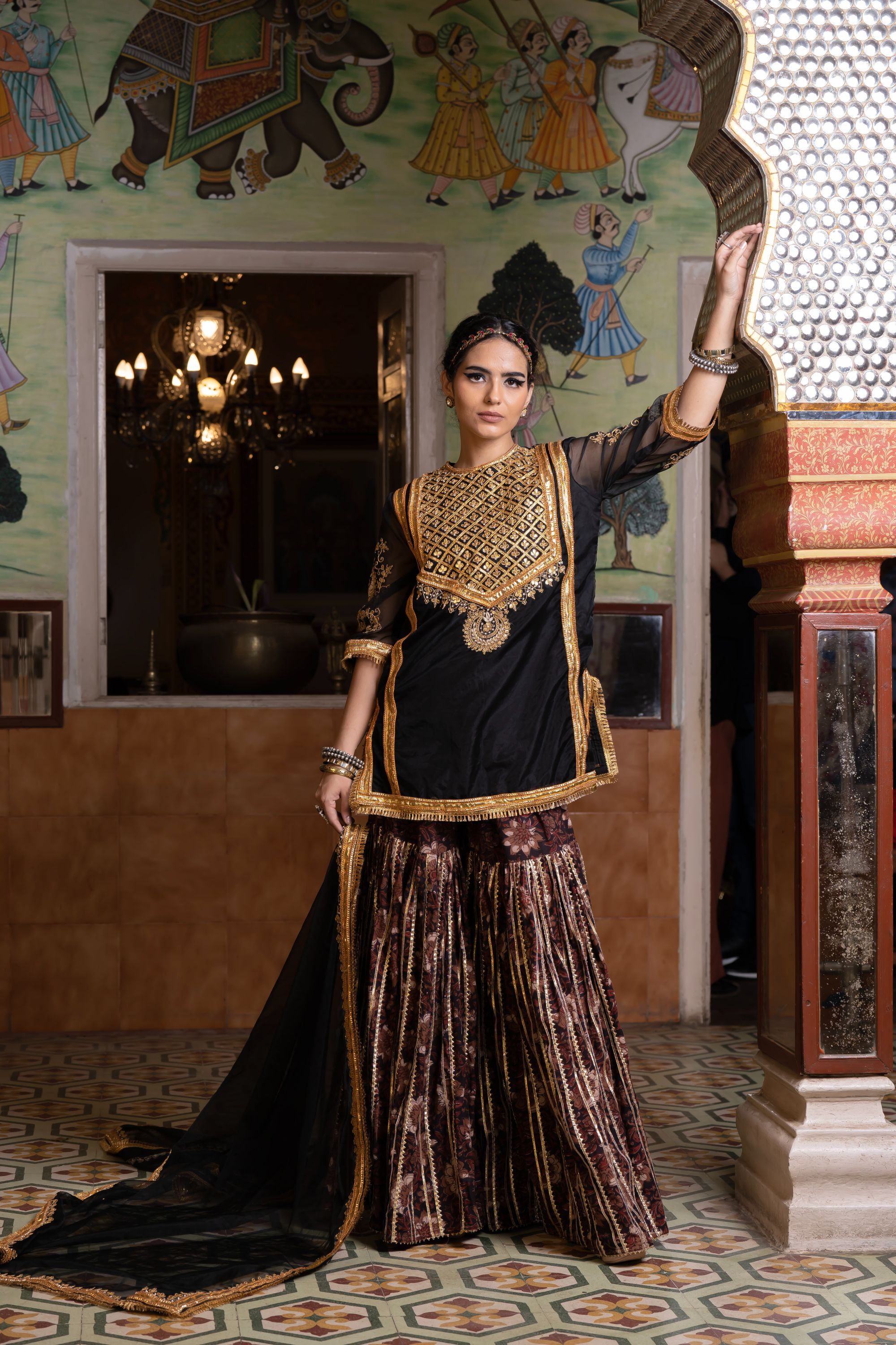 ASMAAN BLACK SHARARA SET Gulabo Jaipur