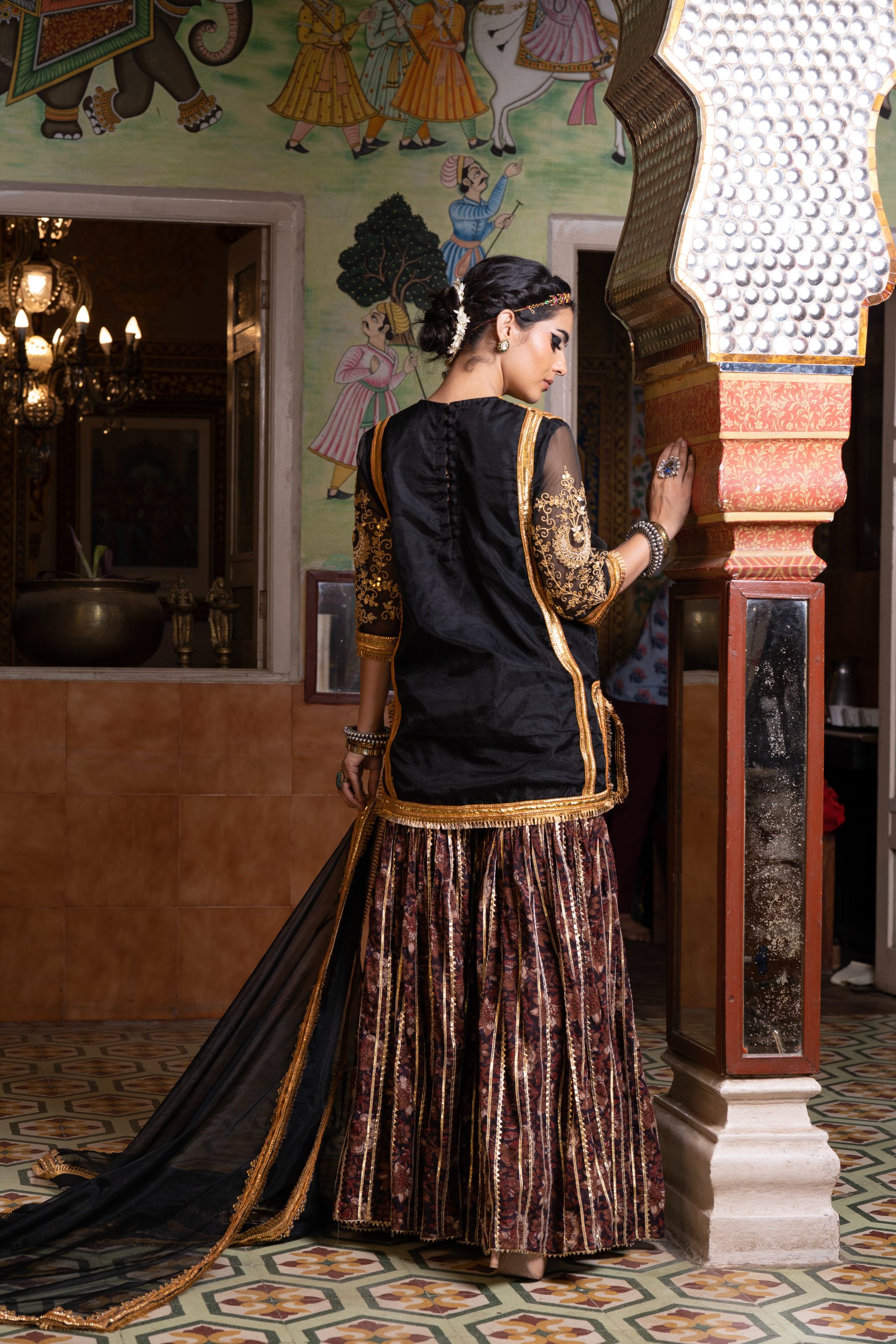 ASMAAN BLACK SHARARA SET Gulabo Jaipur