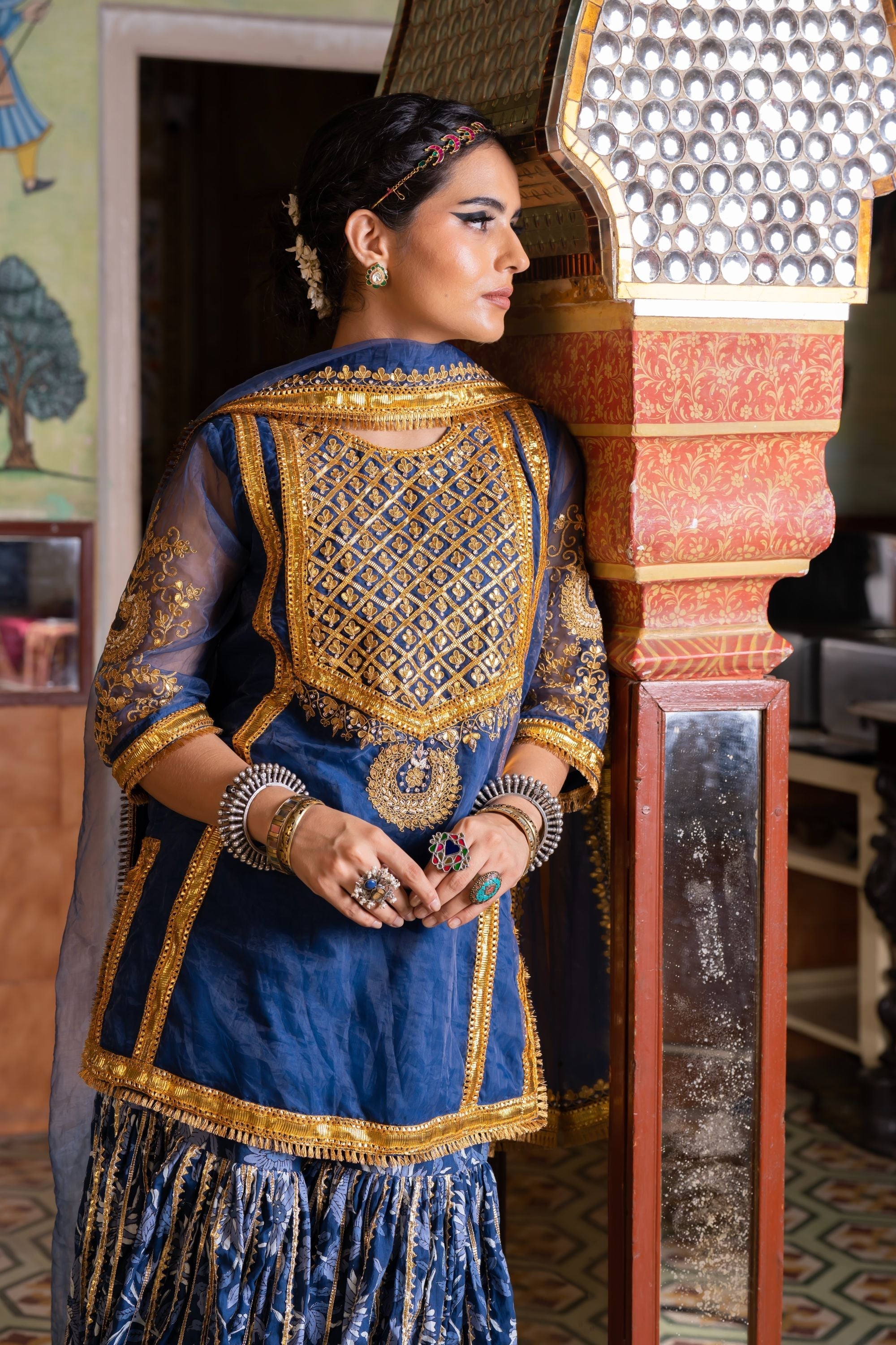 ASMAAN BLUE SHARARA SET Gulabo Jaipur