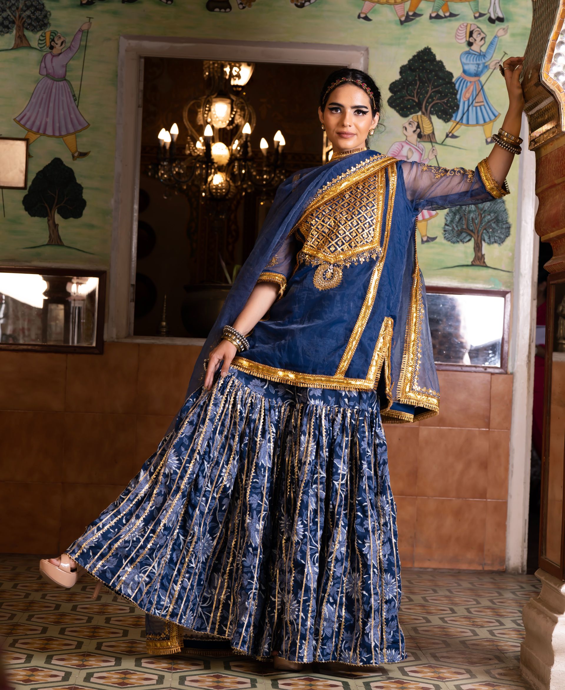 ASMAAN BLUE SHARARA SET Gulabo Jaipur