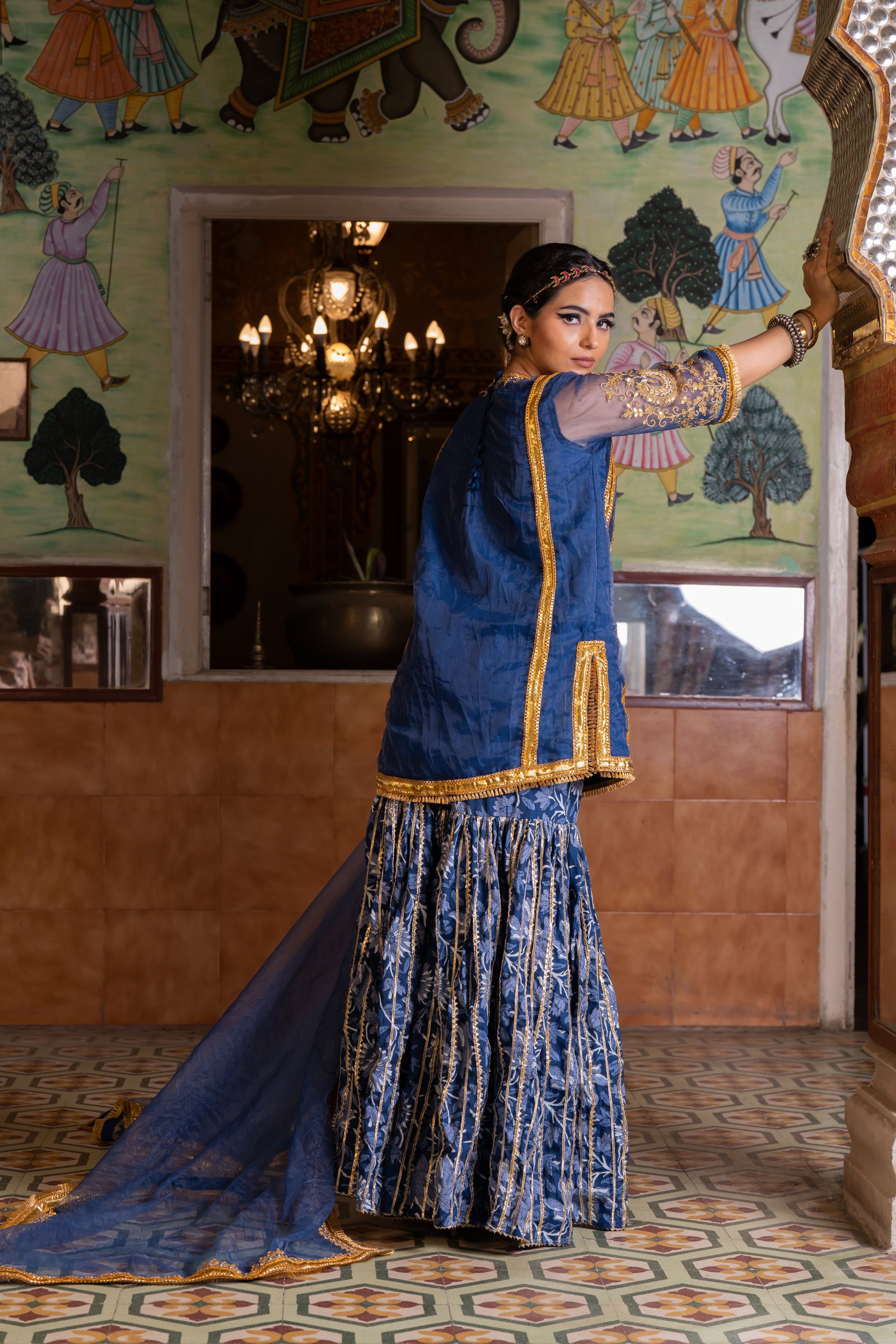 ASMAAN BLUE SHARARA SET Gulabo Jaipur