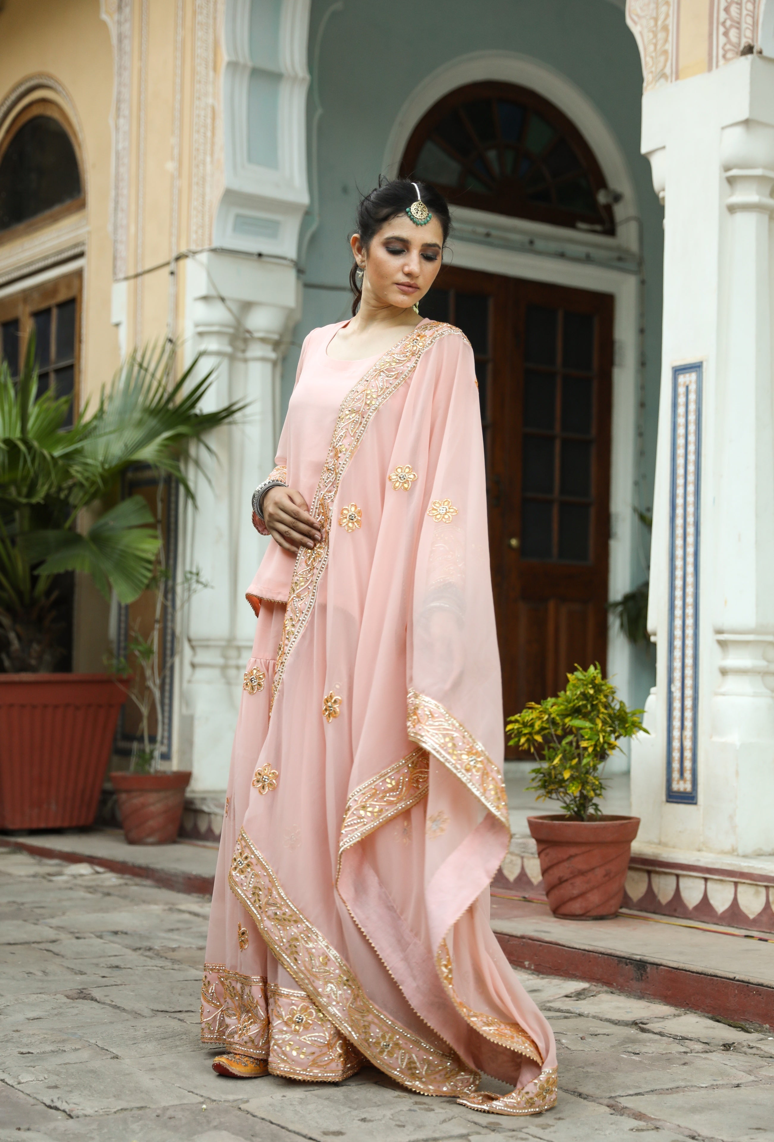 Afroz Peach Sharara Set Gulabo Jaipur