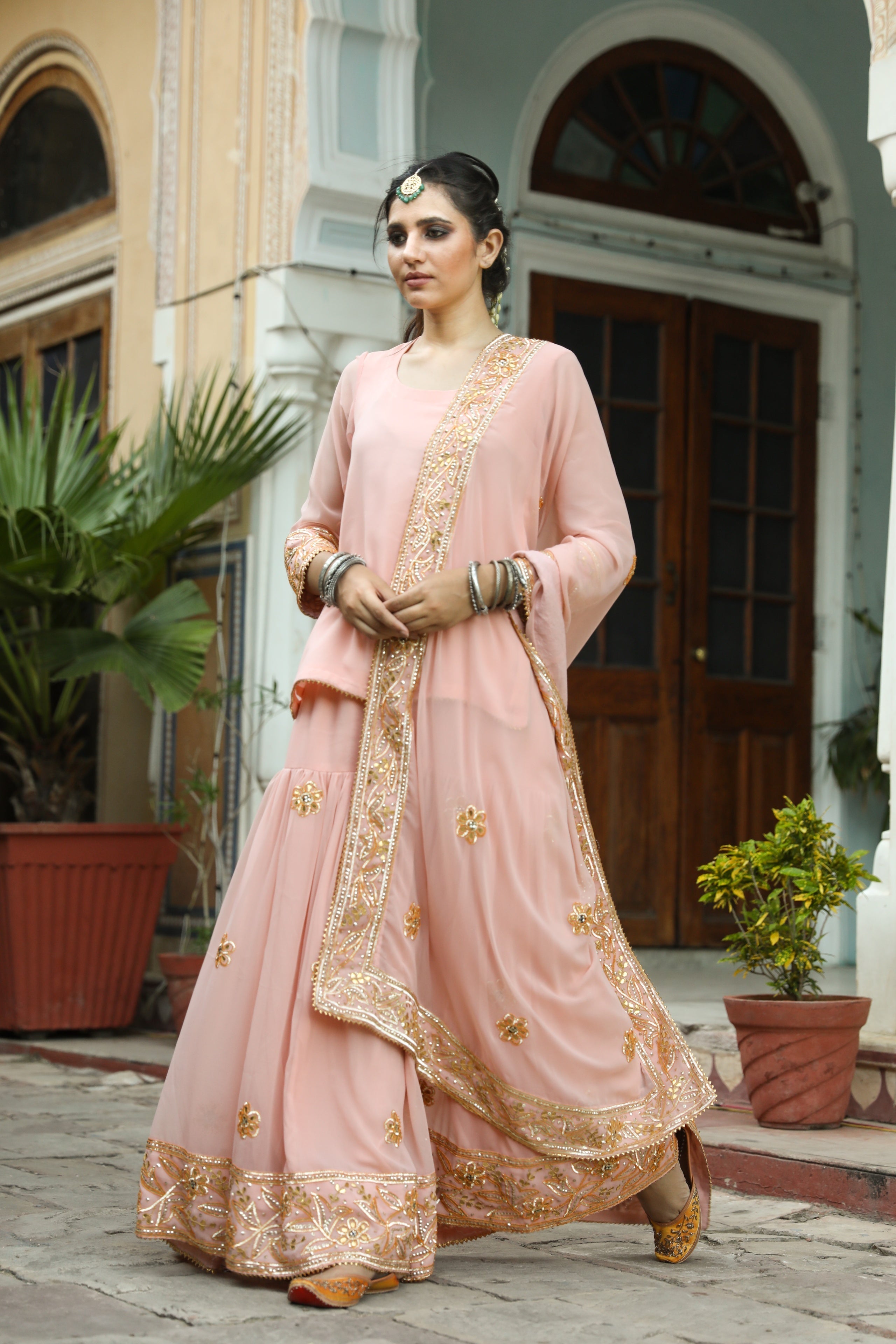 Afroz Peach Sharara Set Gulabo Jaipur