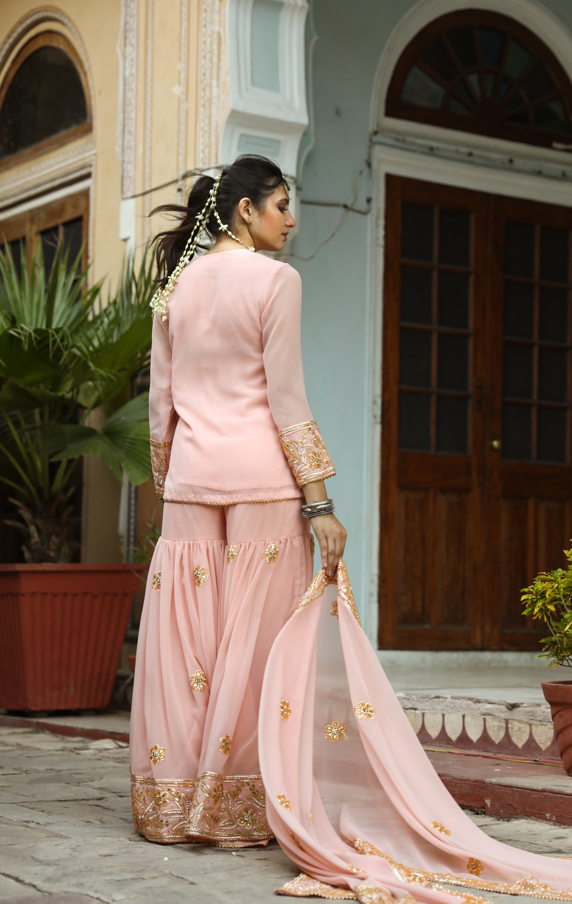 Afroz Peach Sharara Set Gulabo Jaipur