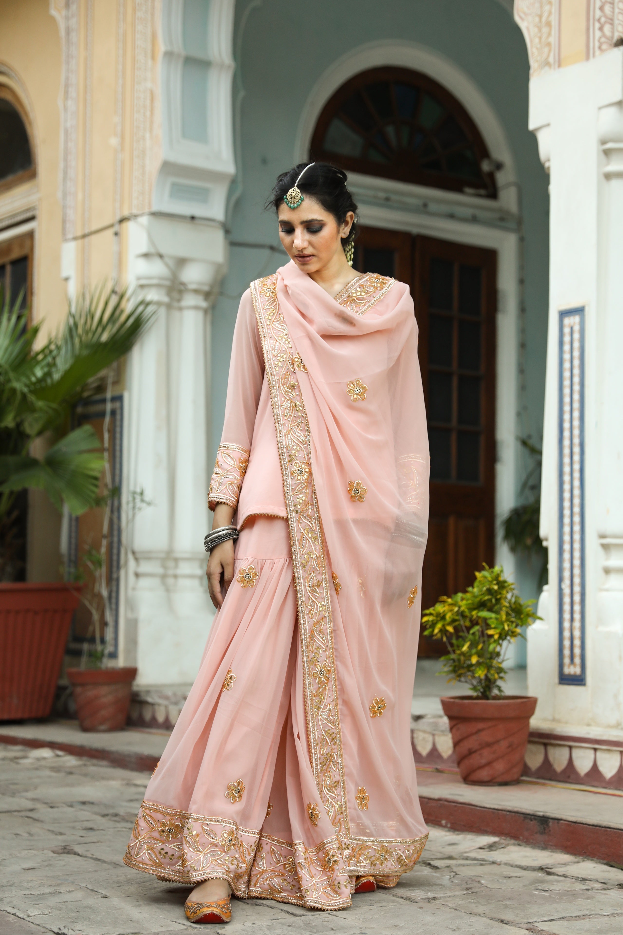 Afroz Peach Sharara Set Gulabo Jaipur