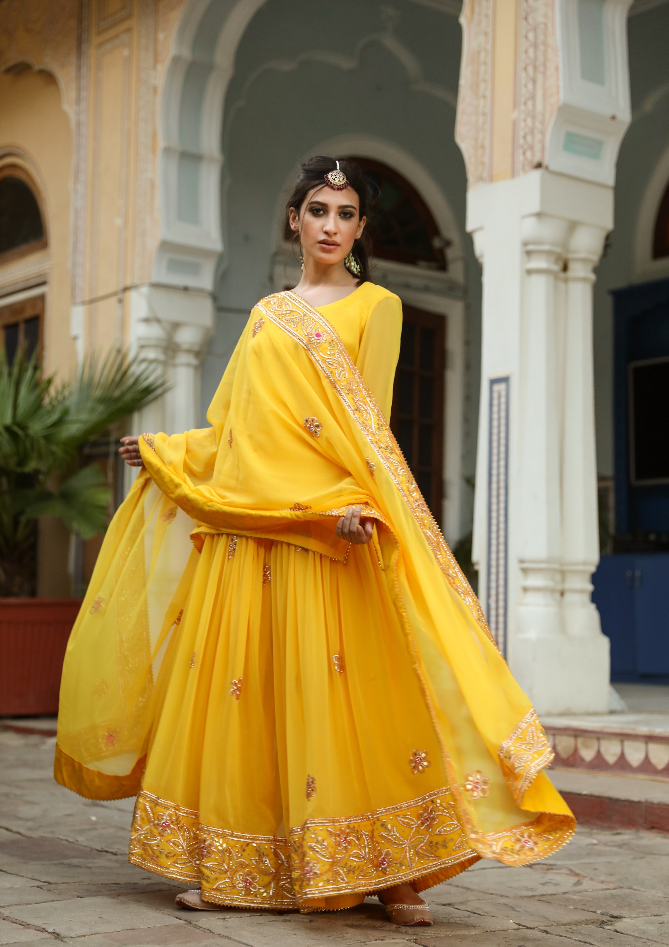 Afroz Yellow Sharara Set Gulabo Jaipur