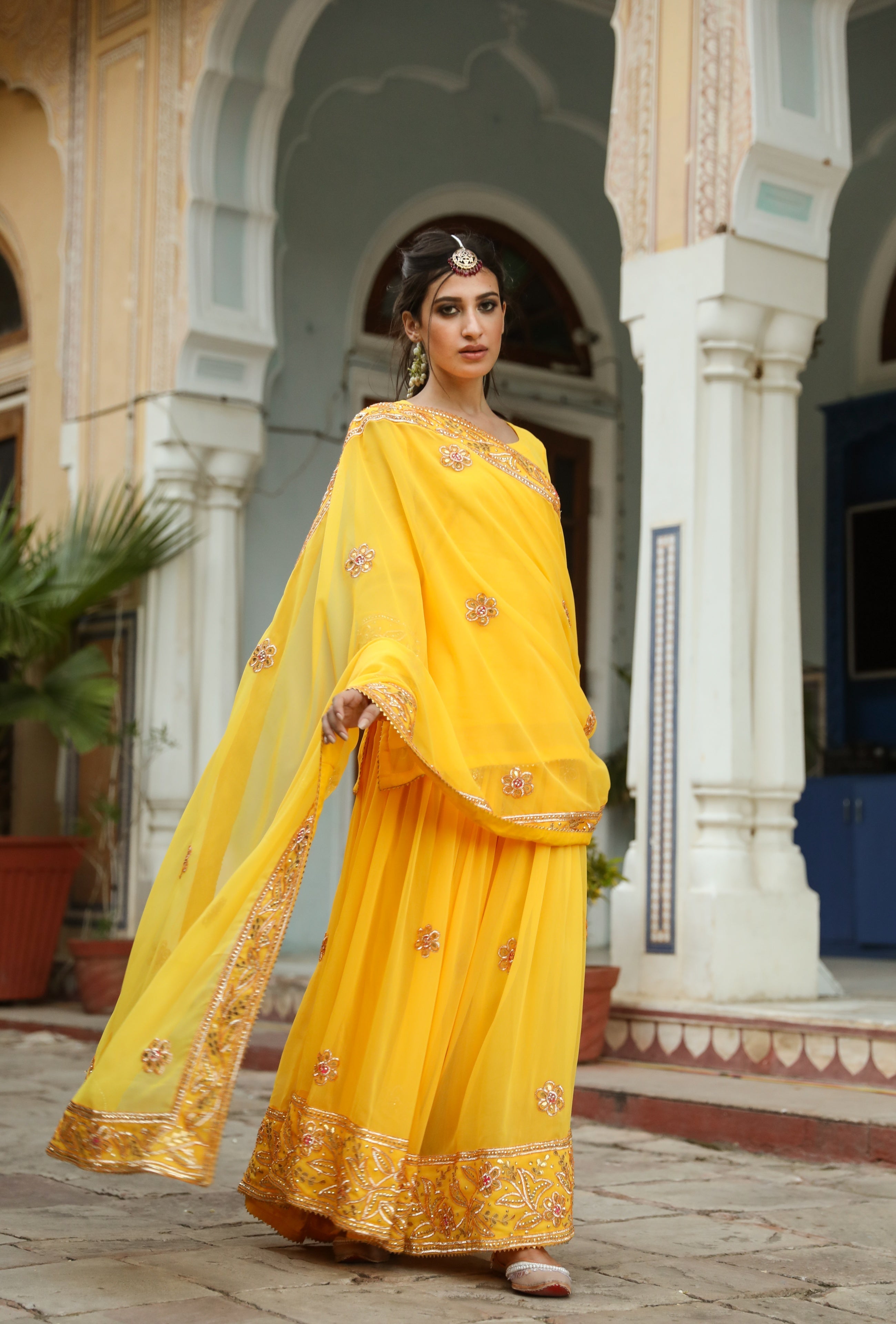 Afroz Yellow Sharara Set Gulabo Jaipur