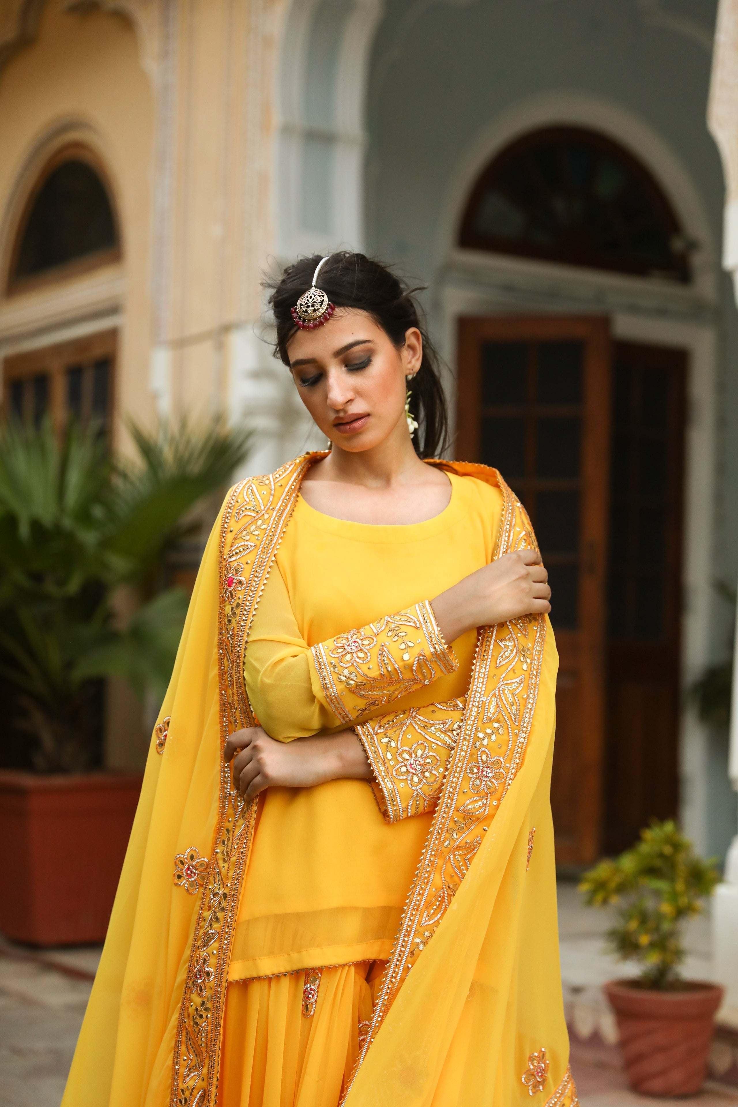 Afroz Yellow Sharara Set Gulabo Jaipur