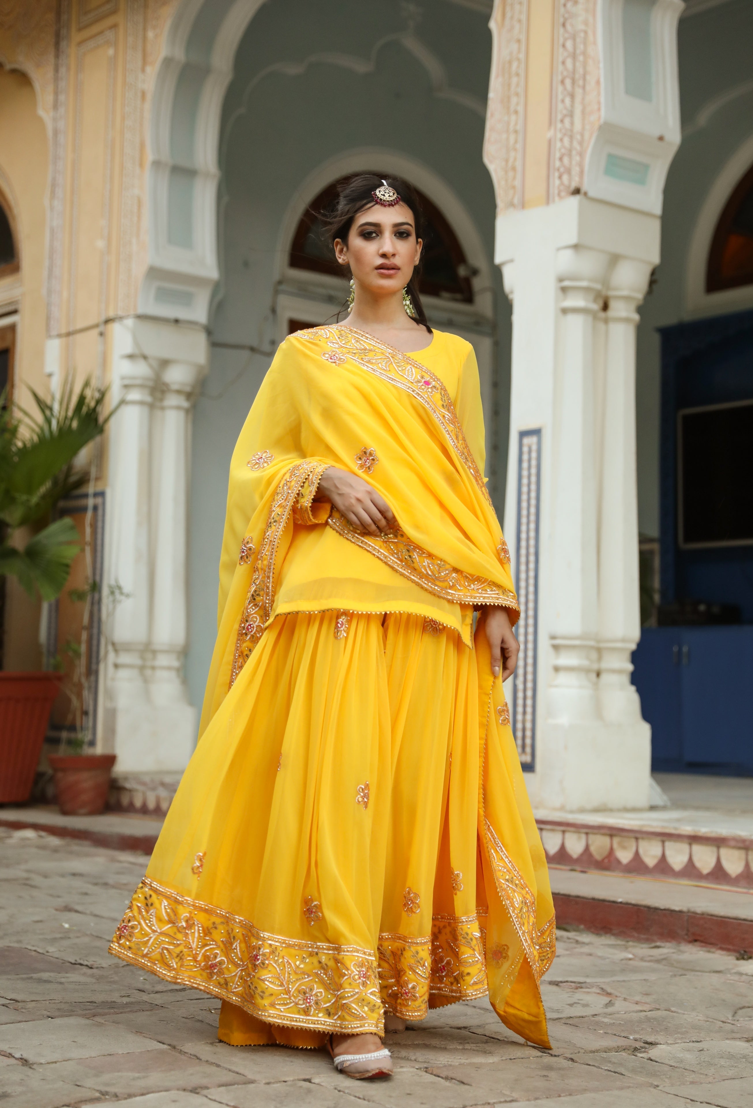 Afroz Yellow Sharara Set Gulabo Jaipur