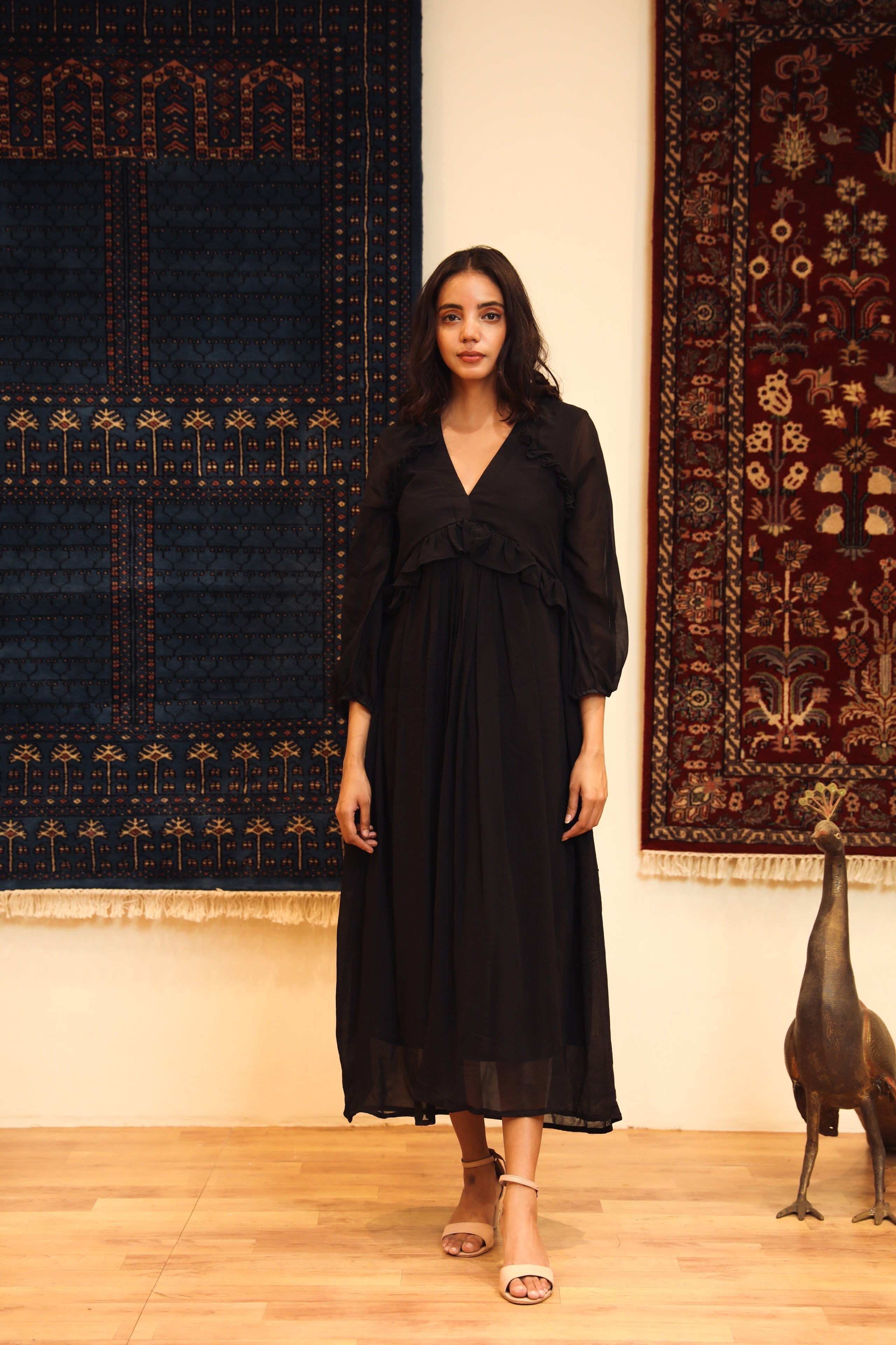 Amina Black Dress Gulabo Jaipur