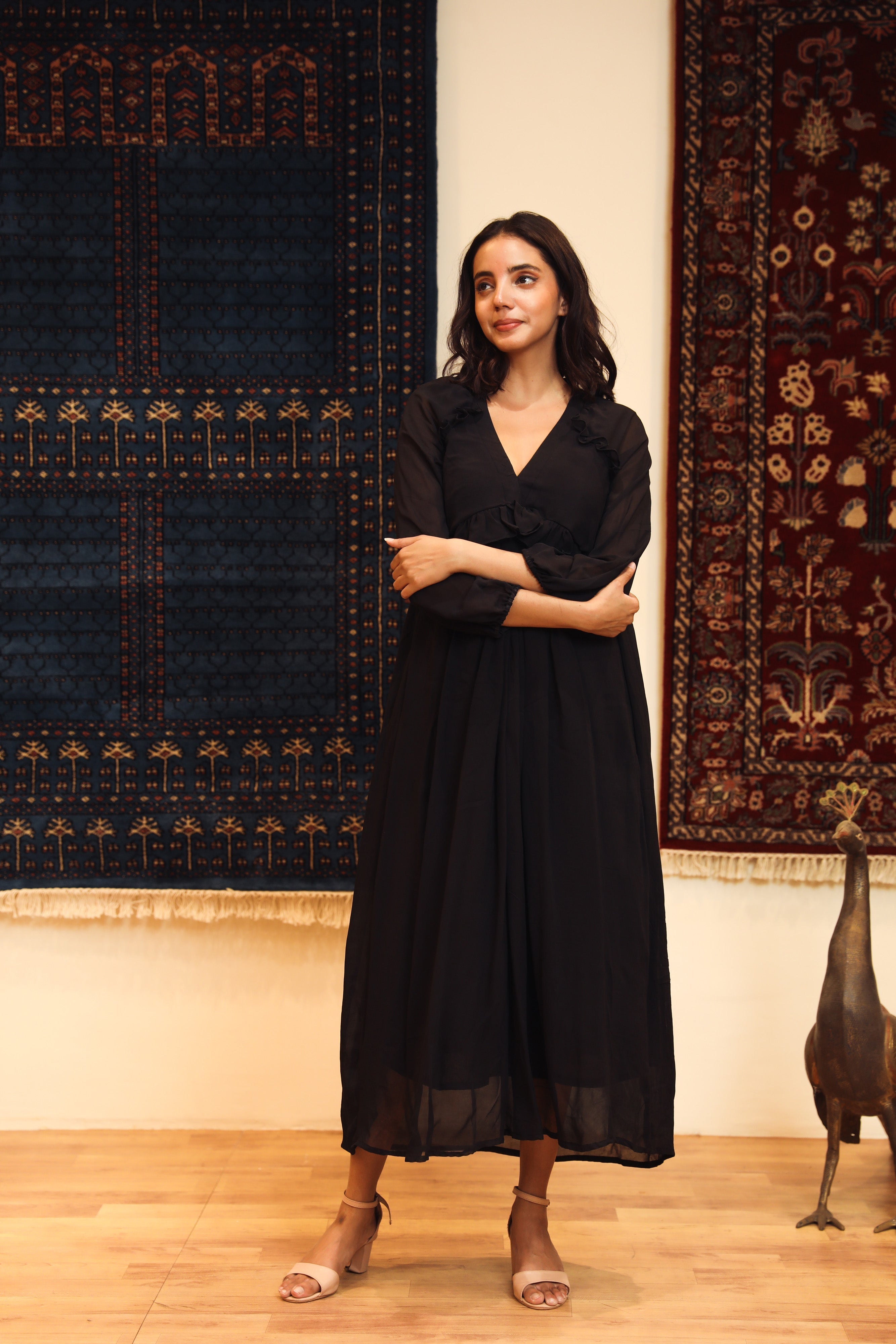 Amina Black Dress Gulabo Jaipur