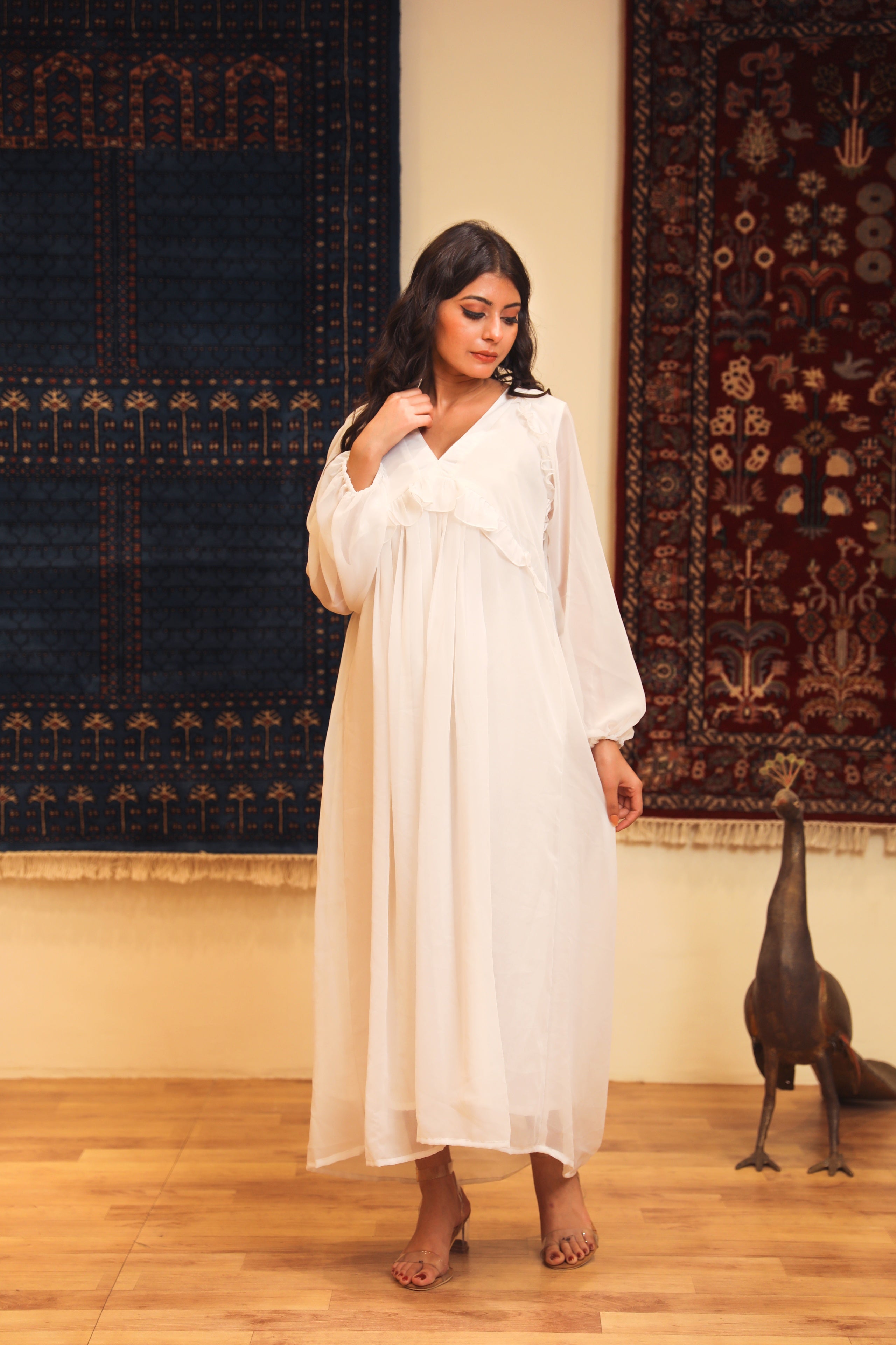 Amina White Dress Gulabo Jaipur