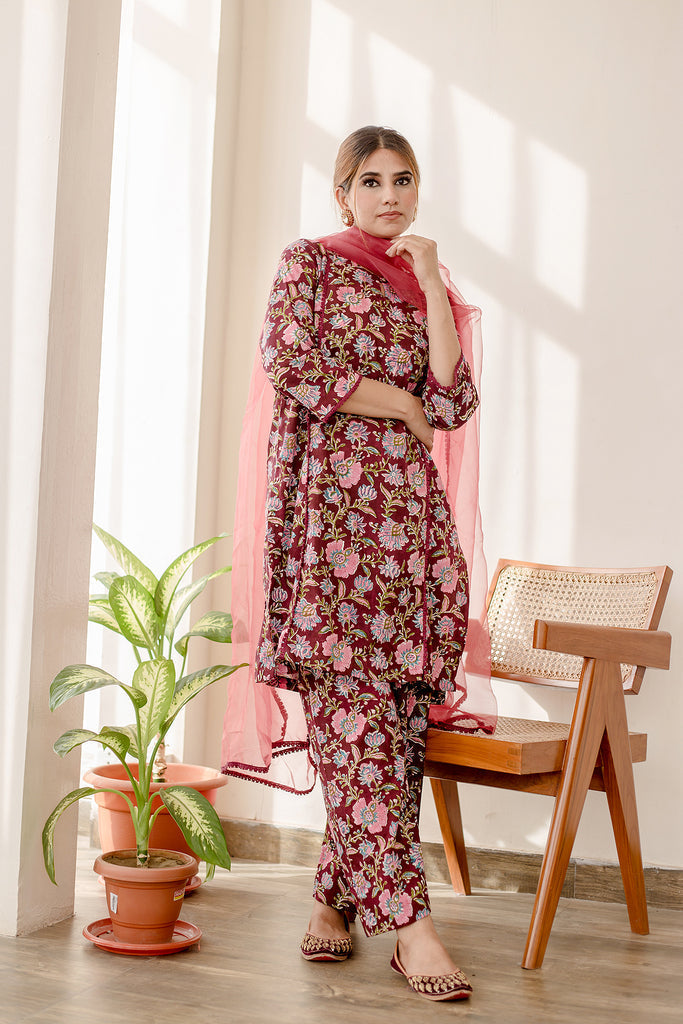 BASIL MAROON SET Gulabo Jaipur