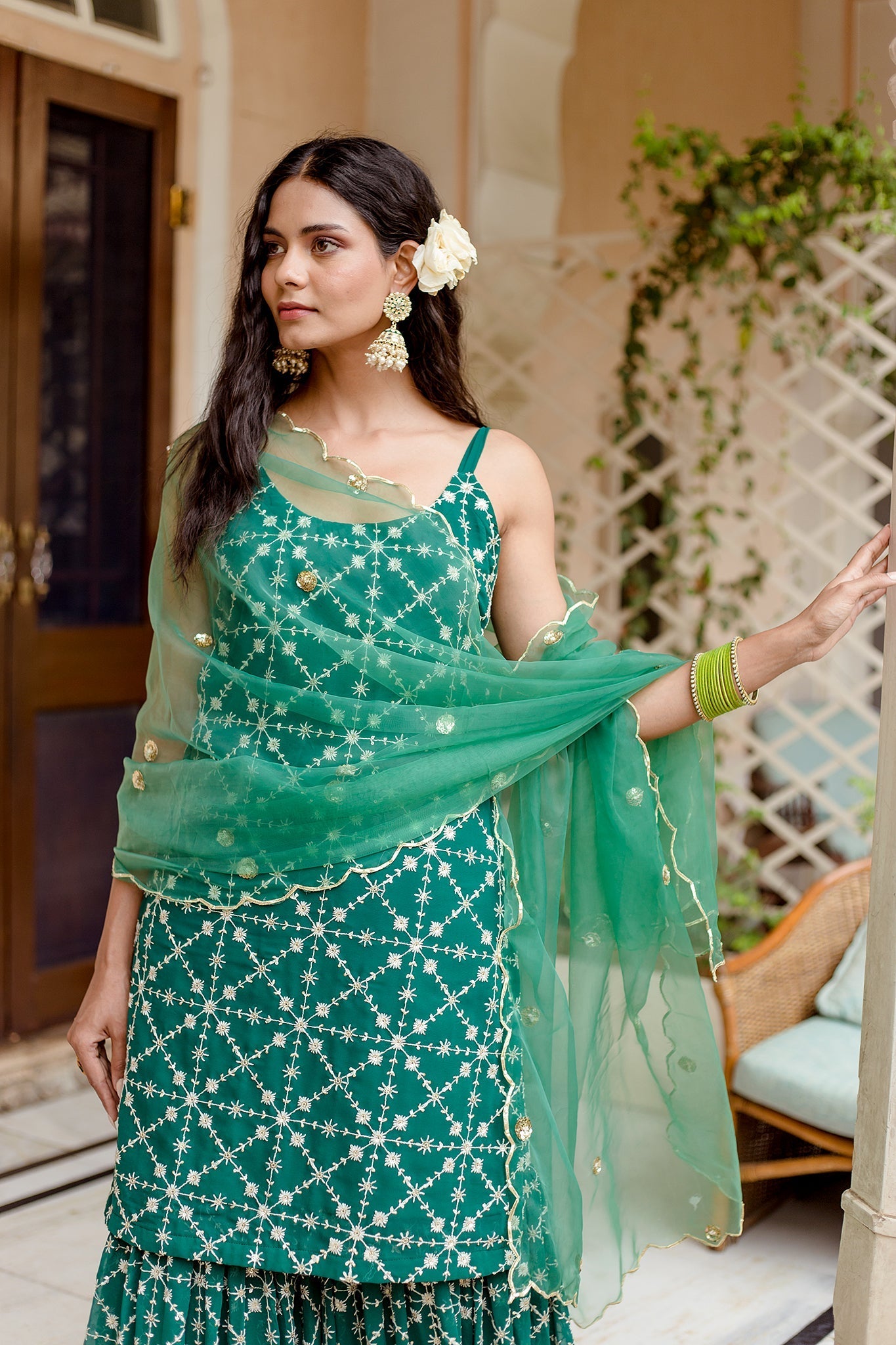 Bahaar Green Sharara Set Gulabo Jaipur