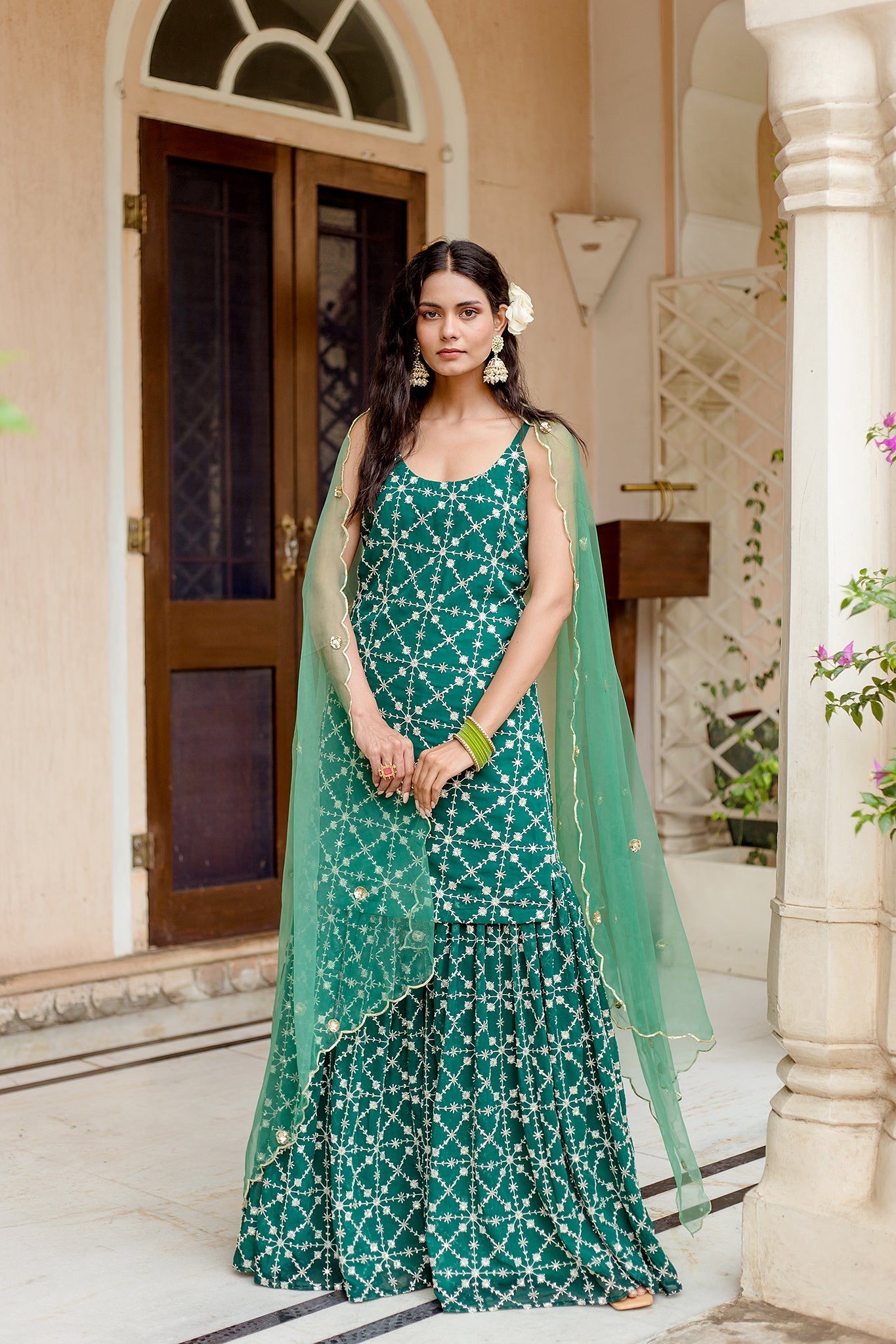 Bahaar Green Sharara Set Gulabo Jaipur