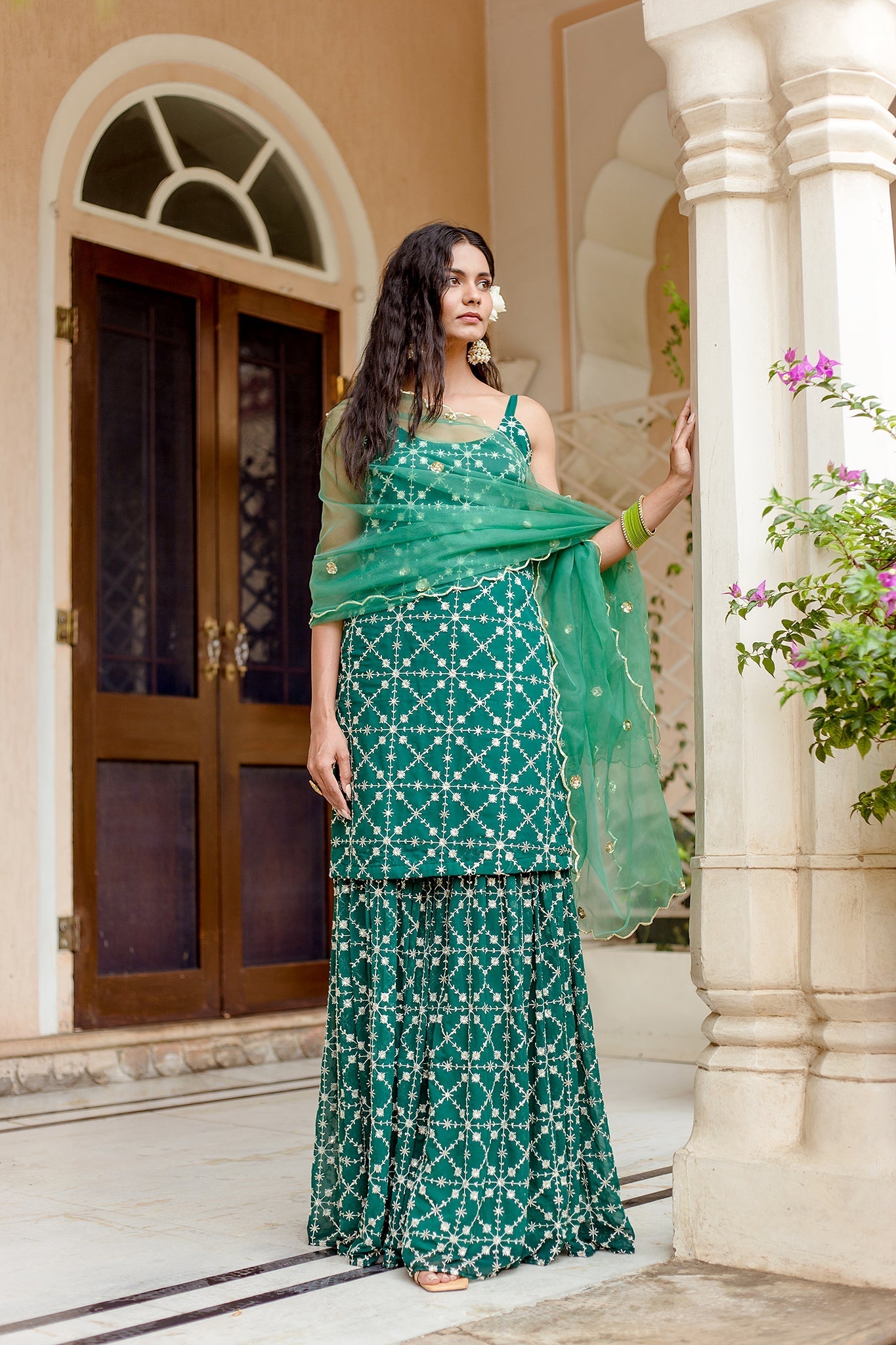 Bahaar Green Sharara Set Gulabo Jaipur