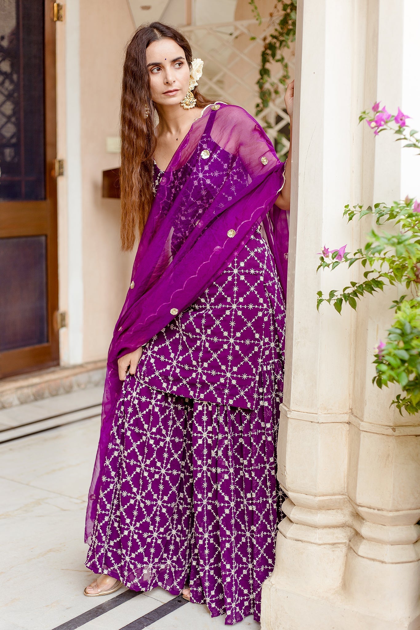 Bahaar Purple Sharara Set Gulabo Jaipur