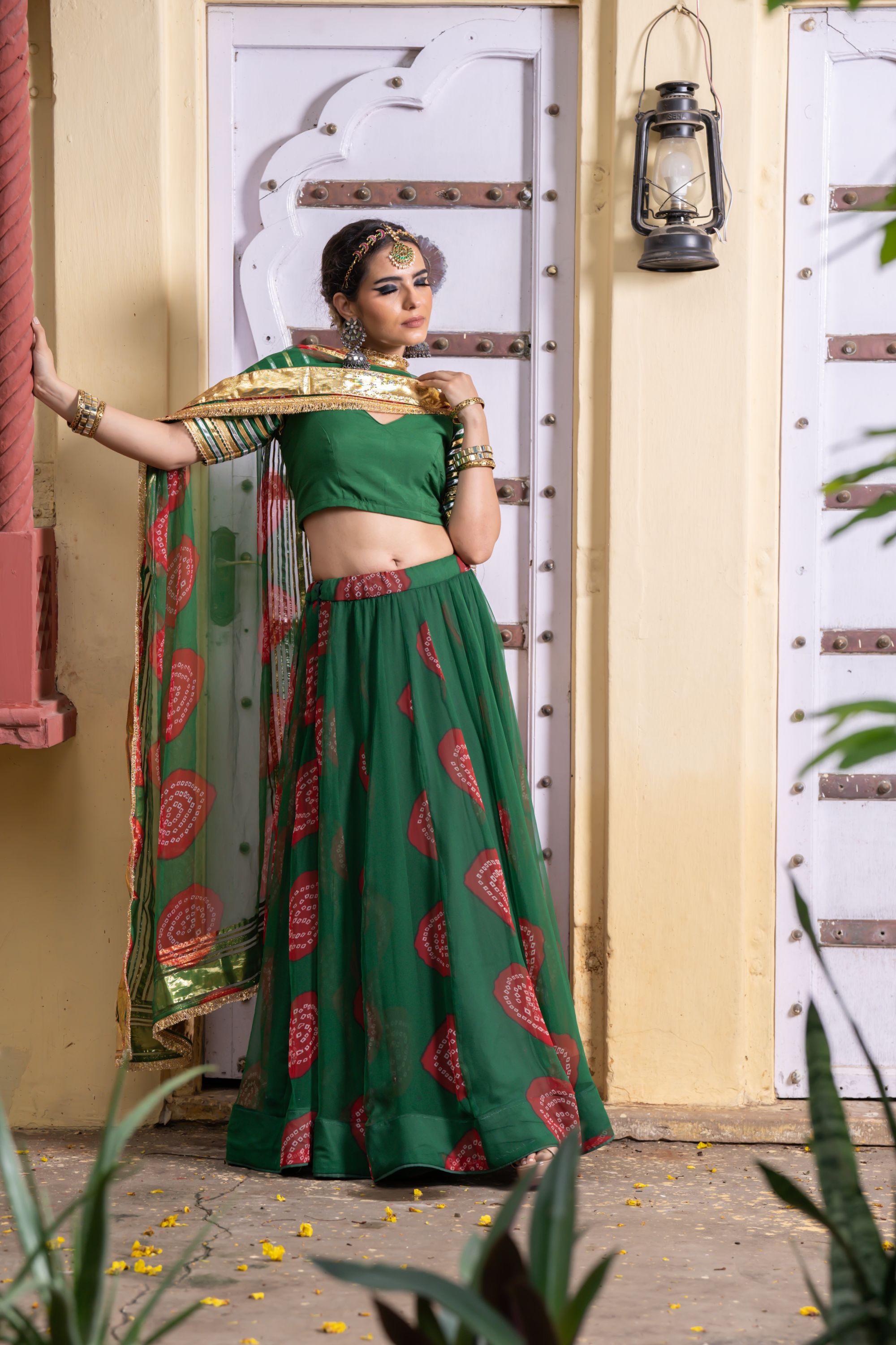 CHANCHAL GREEN LEHENGA SET Gulabo Jaipur