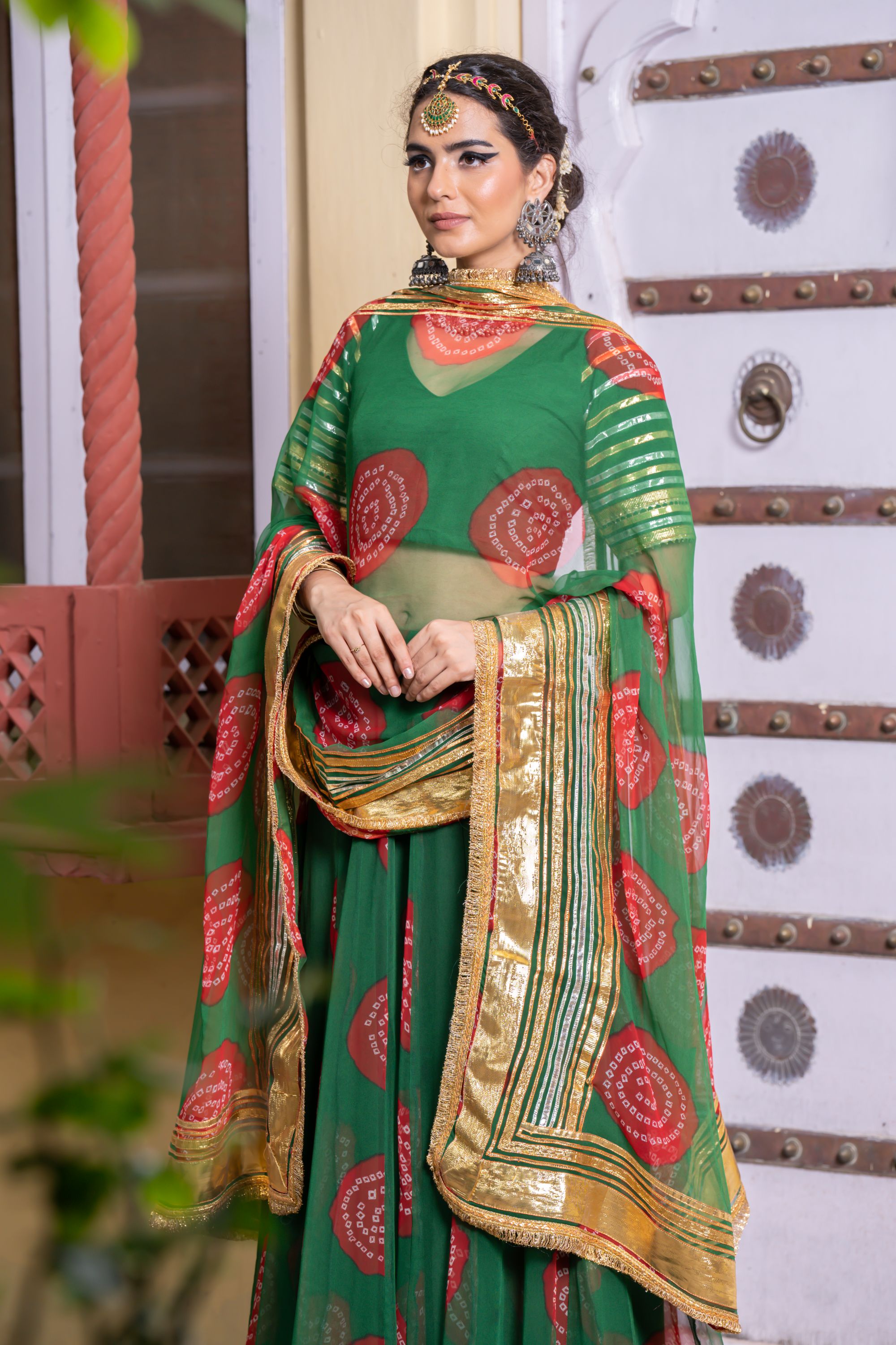 CHANCHAL GREEN LEHENGA SET Gulabo Jaipur