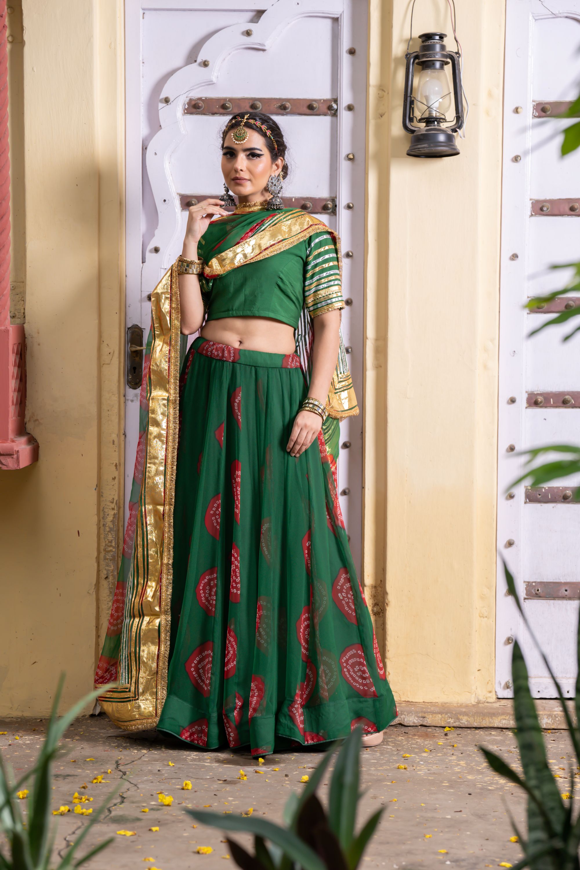 CHANCHAL GREEN LEHENGA SET Gulabo Jaipur