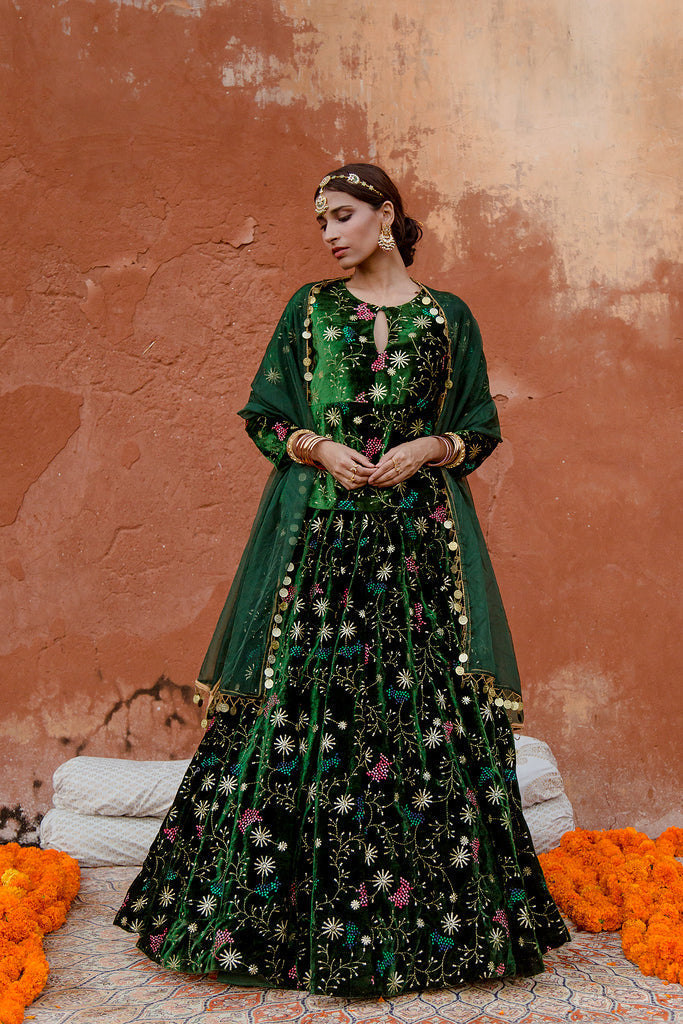 Chaya Green Lehenga Gulabo Jaipur