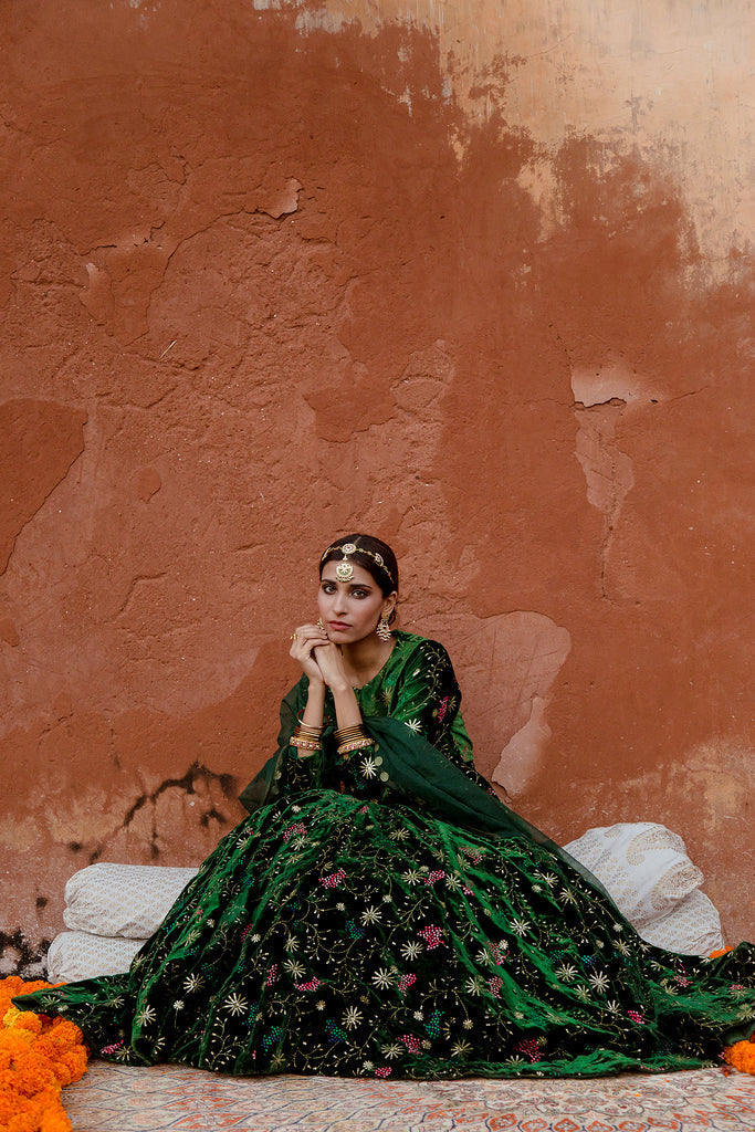 Chaya Green Lehenga Gulabo Jaipur